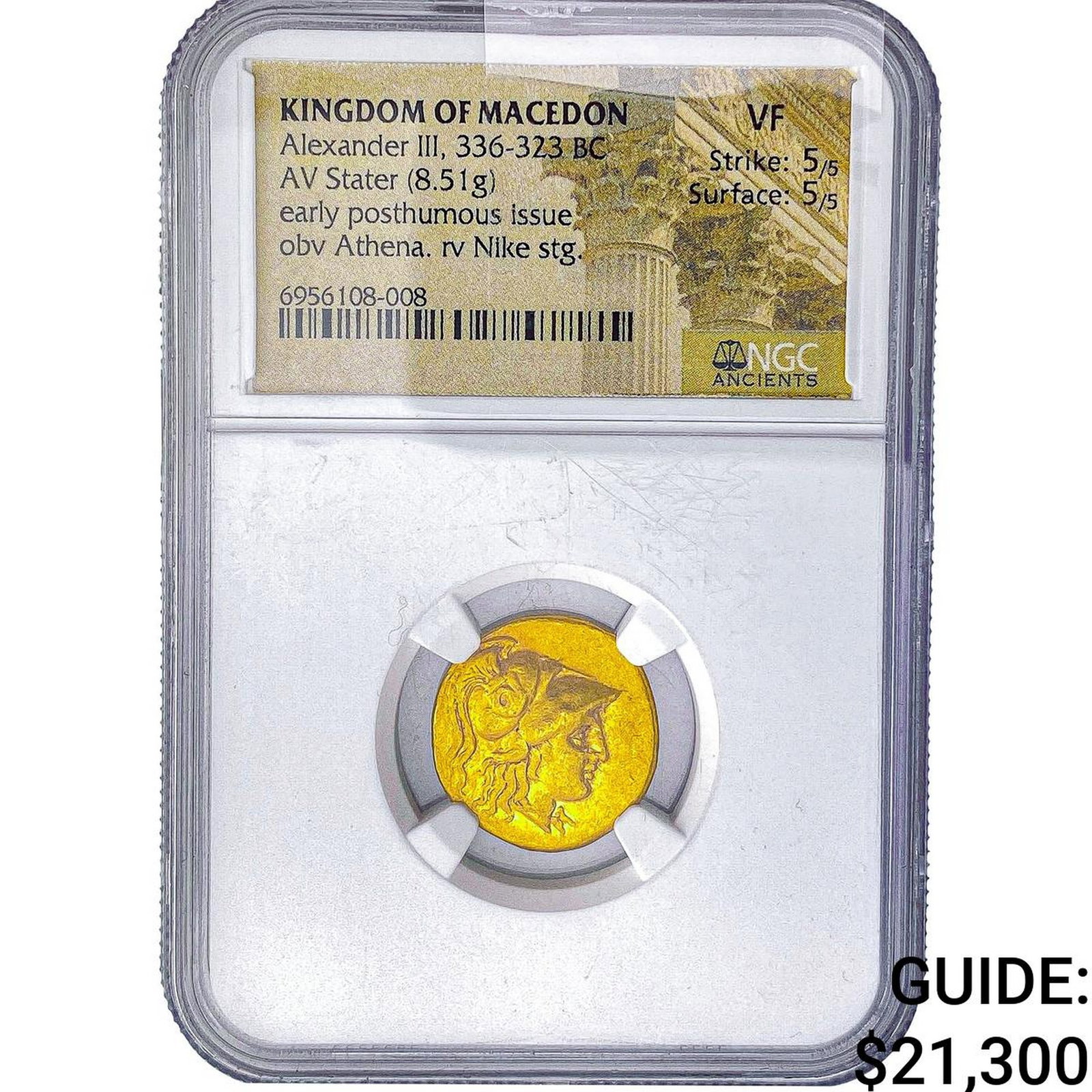 Macedon Alexander III 336-323BC Gold Stater 8.51g NGC VF: Macedon Alexander III 336-323BC Gold Stater 8.51g NGC VF