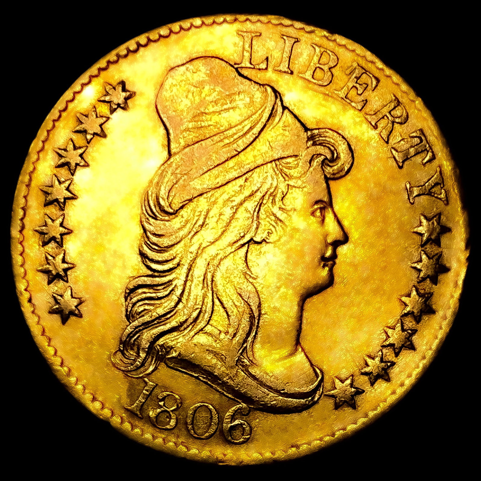 1806 Knob 6, 7X6 Stars $5 Gold Half Eagle (1 of 2)