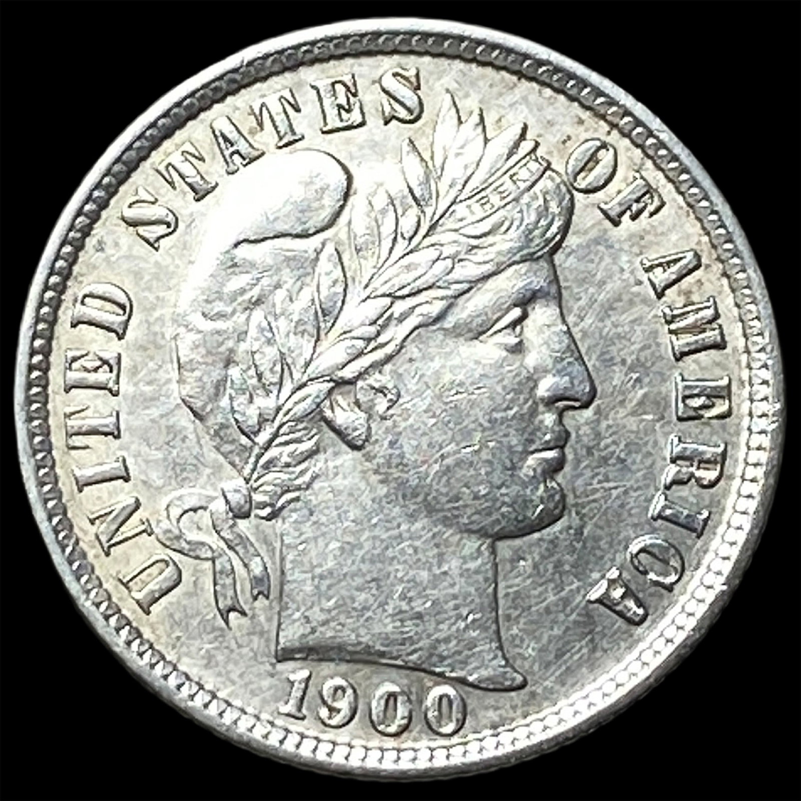 1900-S Silver Barber Dime CLOSELY UNCIRCULATED: 1900-S Silver Barber Dime CLOSELY UNCIRCULATED