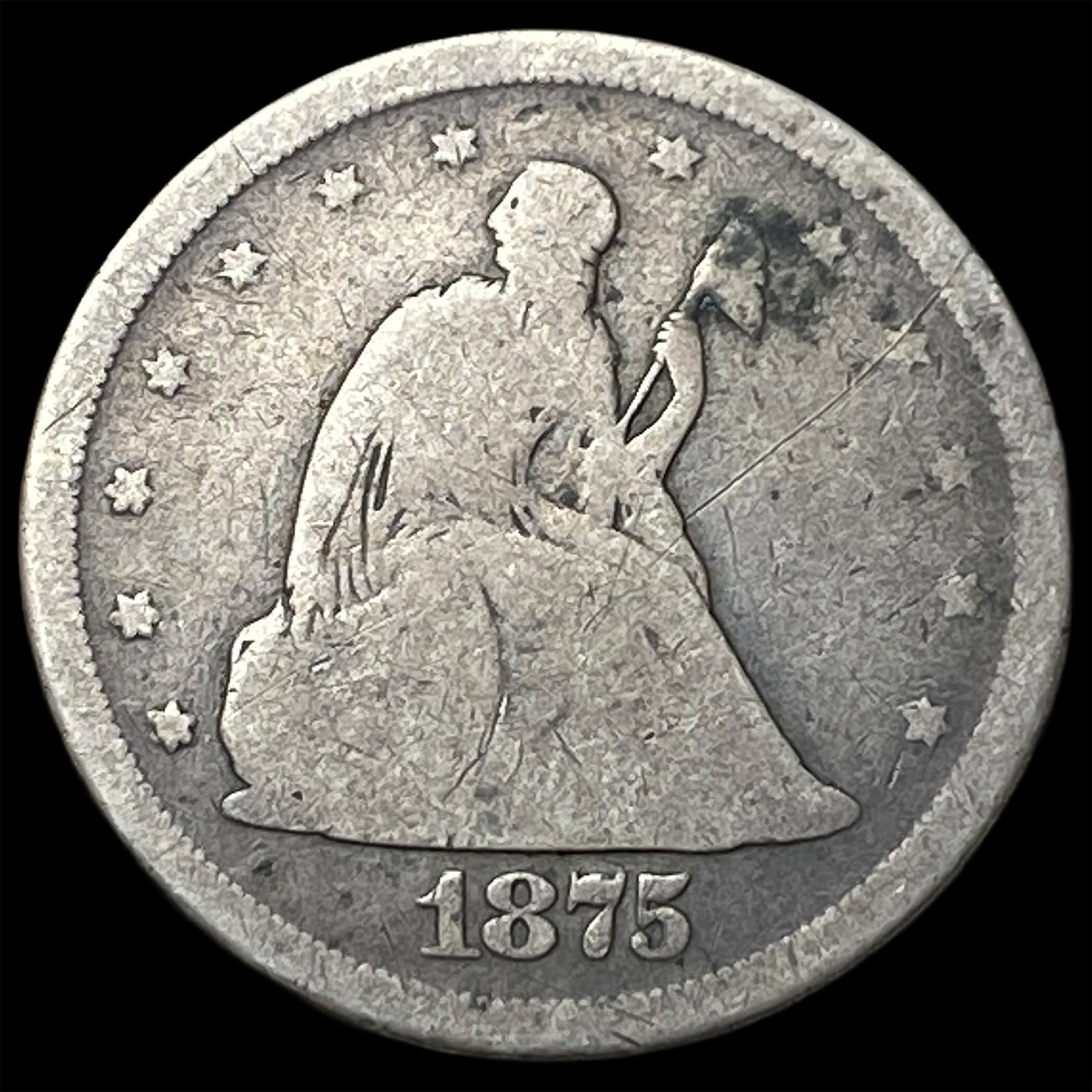 1875-S Silver Twenty Cent Piece NICELY CIRCULATED: 1875-S Silver Twenty Cent Piece NICELY CIRCULATED