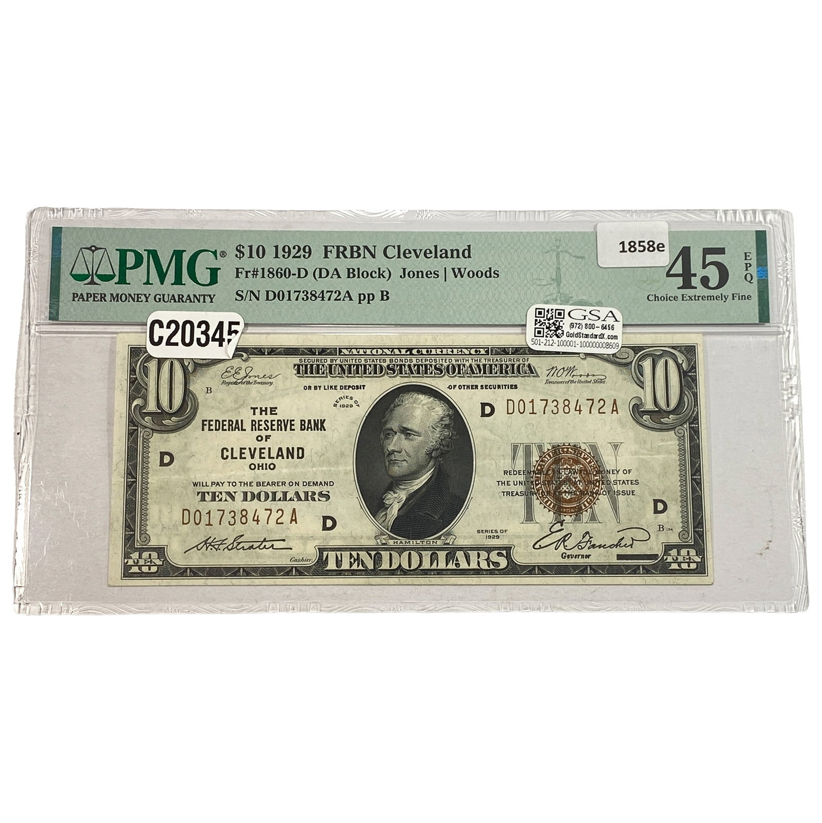 1929 $10 FRBN Cleveland PMG: 1929 $10 FRBN Cleveland PMG