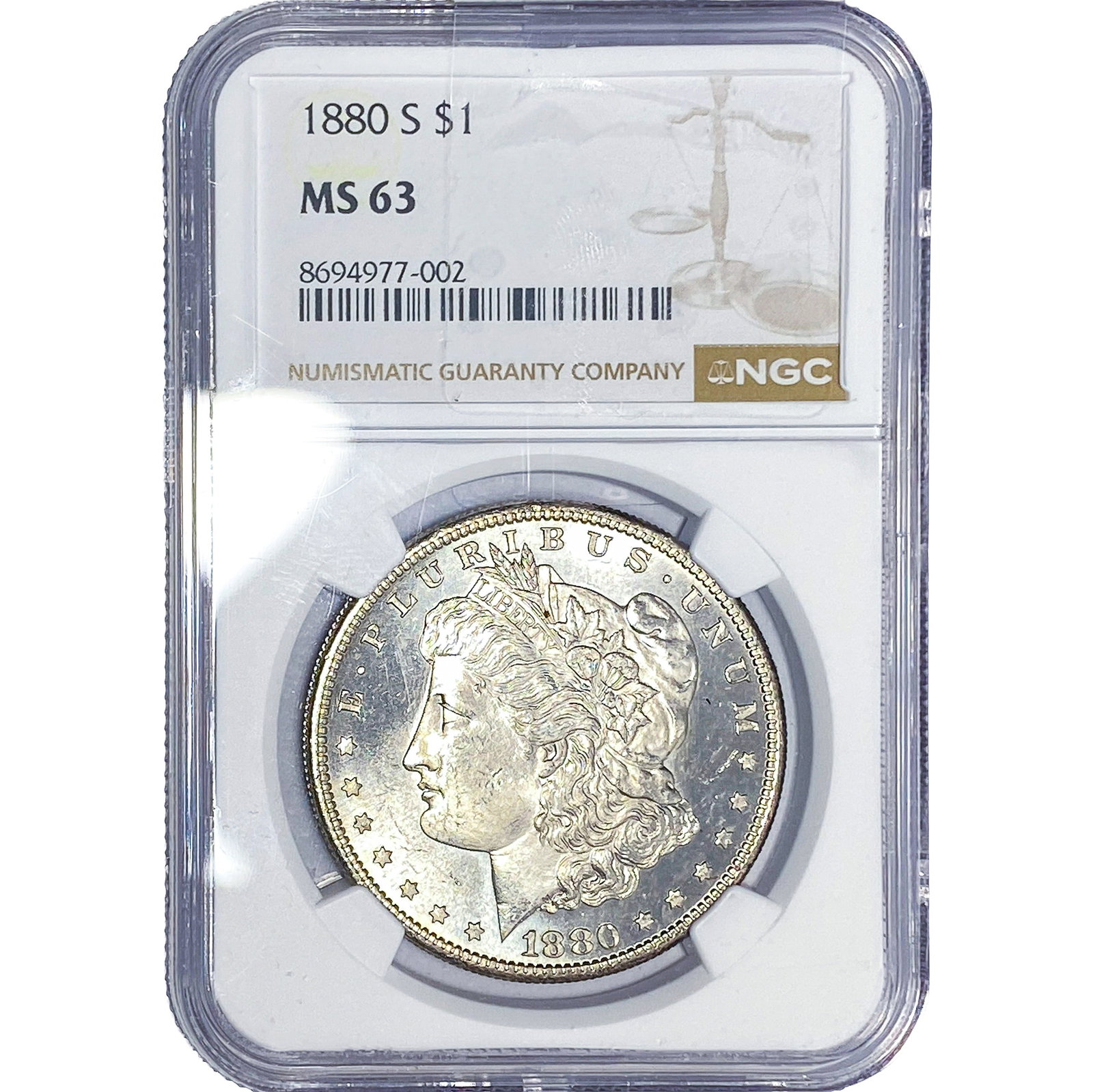 1880-S Morgan Silver Dollar NGC MS63: 1880-S Morgan Silver Dollar NGC MS63