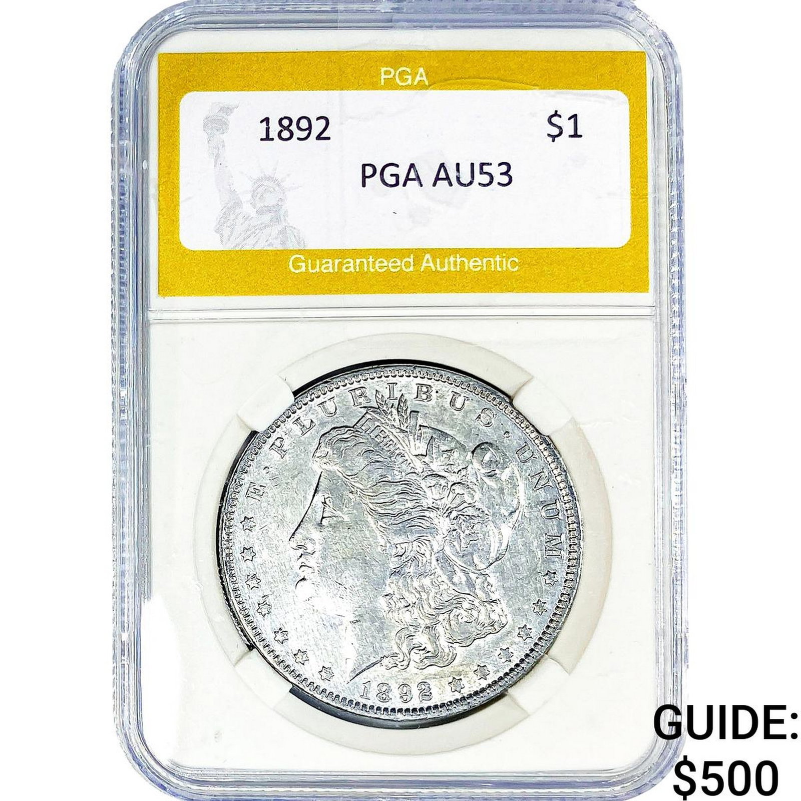 1892 Morgan Silver Dollar PGA AU53: 1892 Morgan Silver Dollar PGA AU53