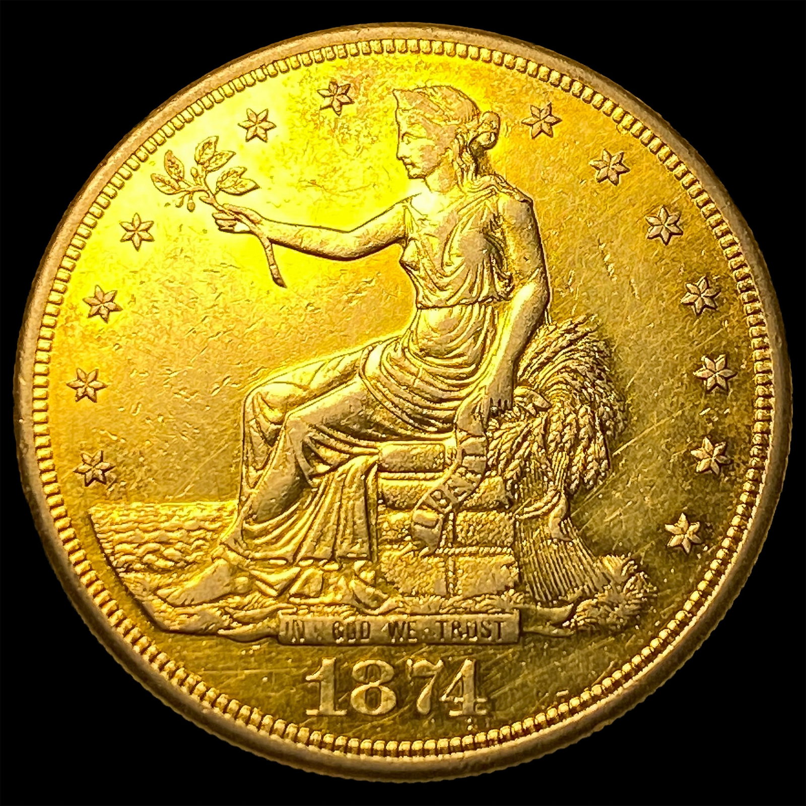 1874-S Silver Trade Dollar CLOSELY UNCIRCULATED: 1874-S Silver Trade Dollar CLOSELY UNCIRCULATED