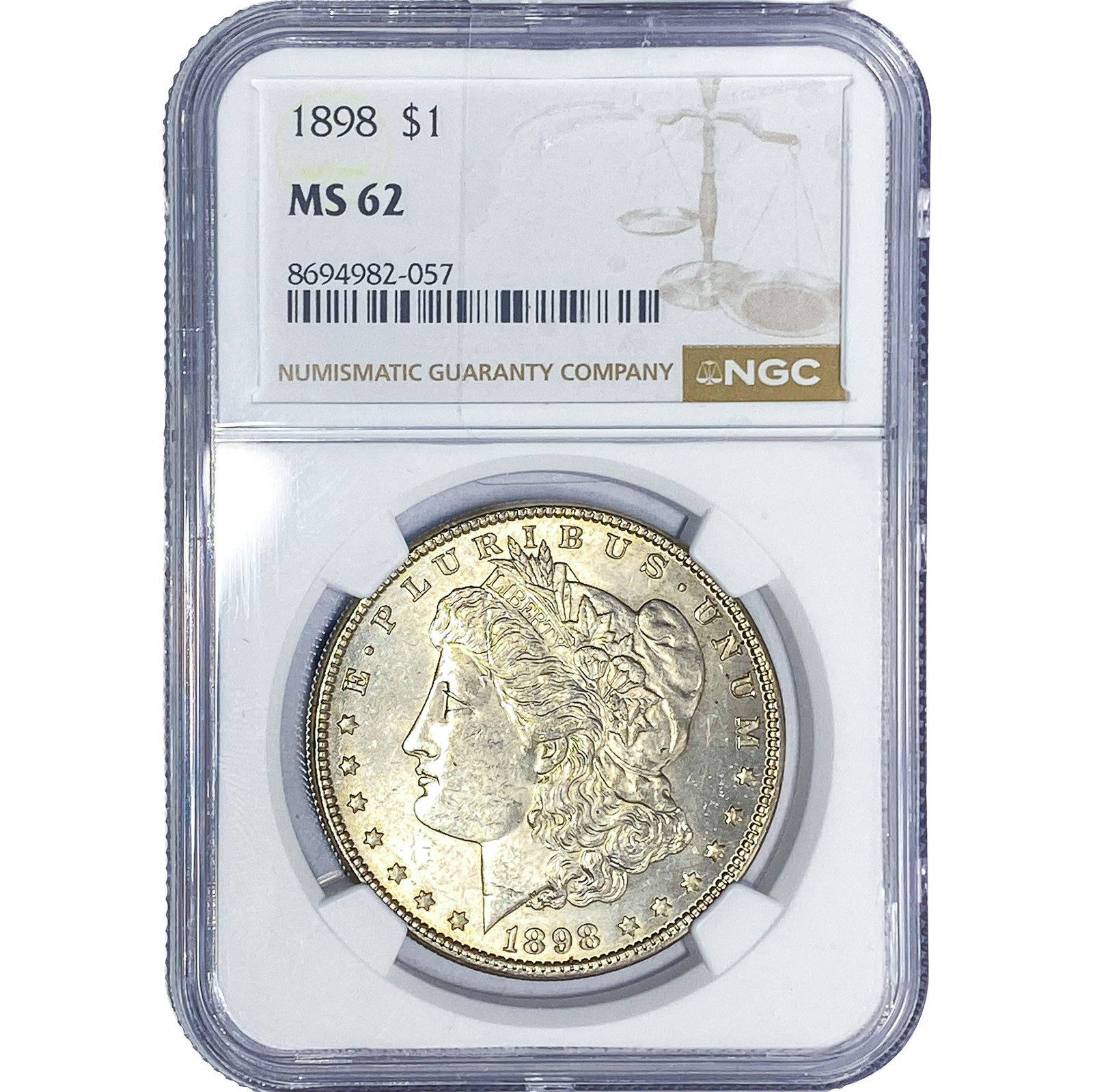 1898 Morgan Silver Dollar NGC MS62: 1898 Morgan Silver Dollar NGC MS62