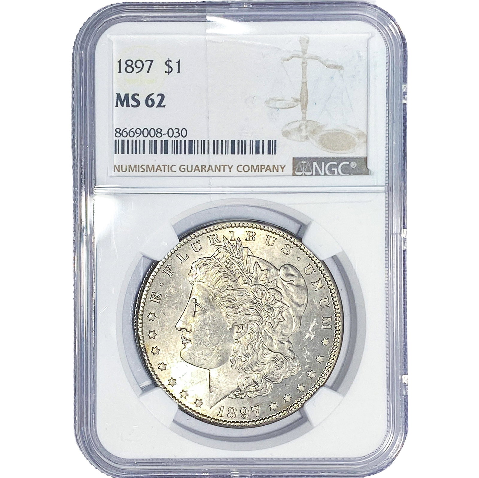 1897 Morgan Silver Dollar NGC MS62: 1897 Morgan Silver Dollar NGC MS62