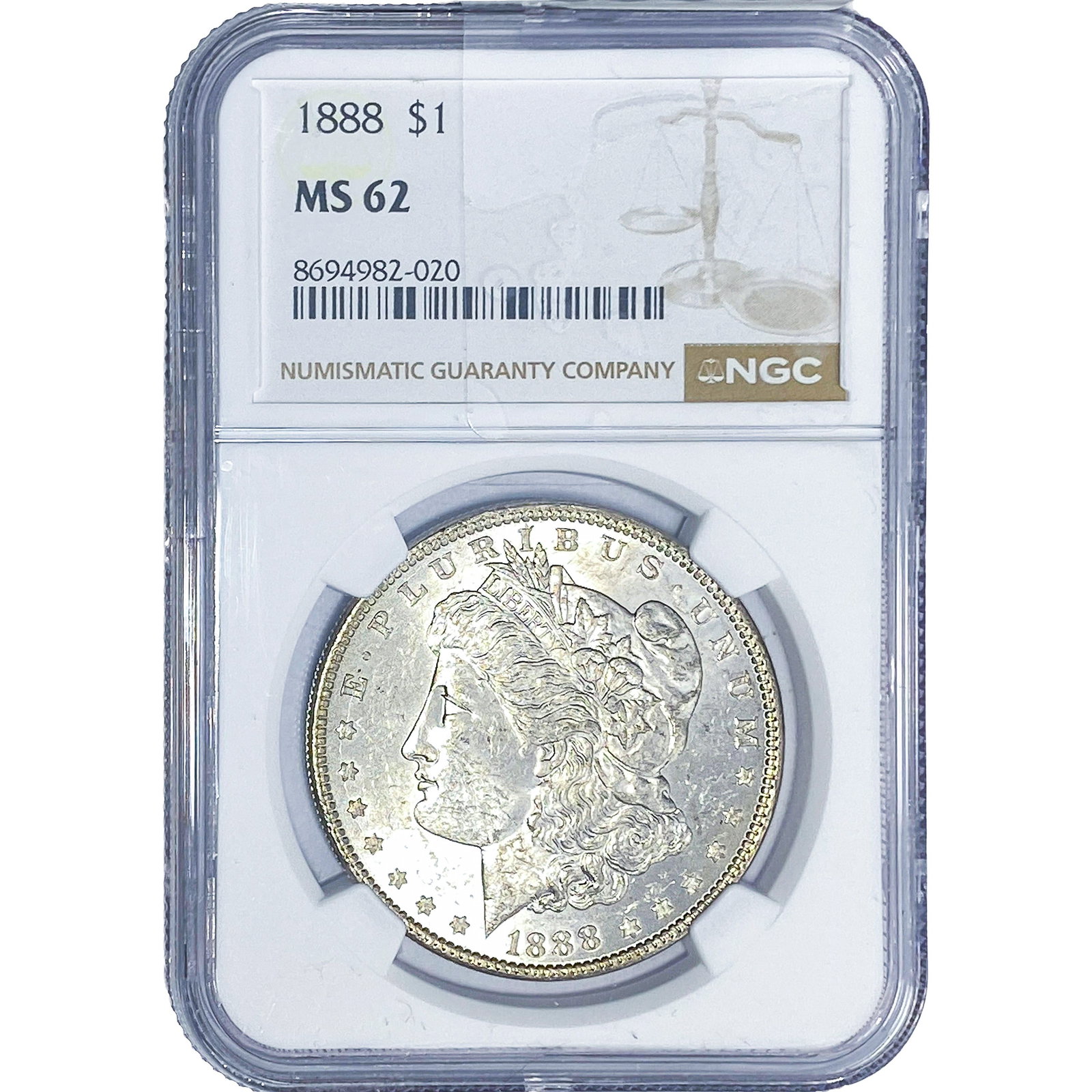 1888 Morgan Silver Dollar NGC MS62: 1888 Morgan Silver Dollar NGC MS62