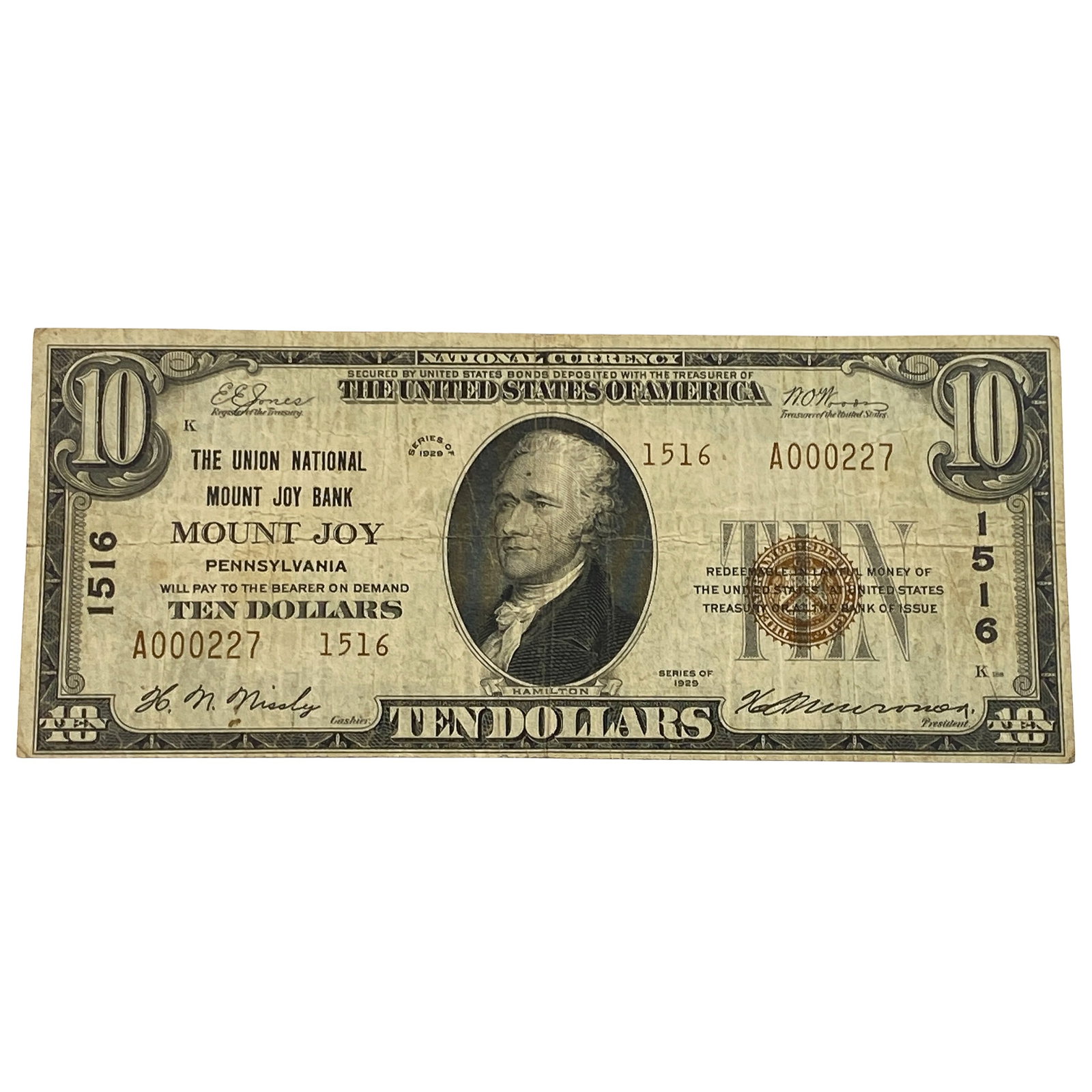 1929 $10 National Bank Mount Joy (1 of 2)