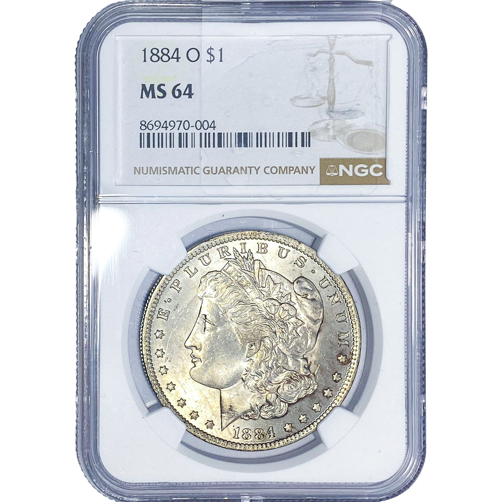 1884-O Morgan Silver Dollar NGC MS64: 1884-O Morgan Silver Dollar NGC MS64