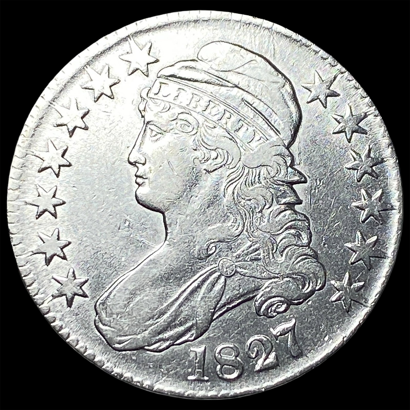 1827 Capped Bust Half Dollar CLOSELY UNCIRCULATED: 1827 Capped Bust Half Dollar CLOSELY UNCIRCULATED