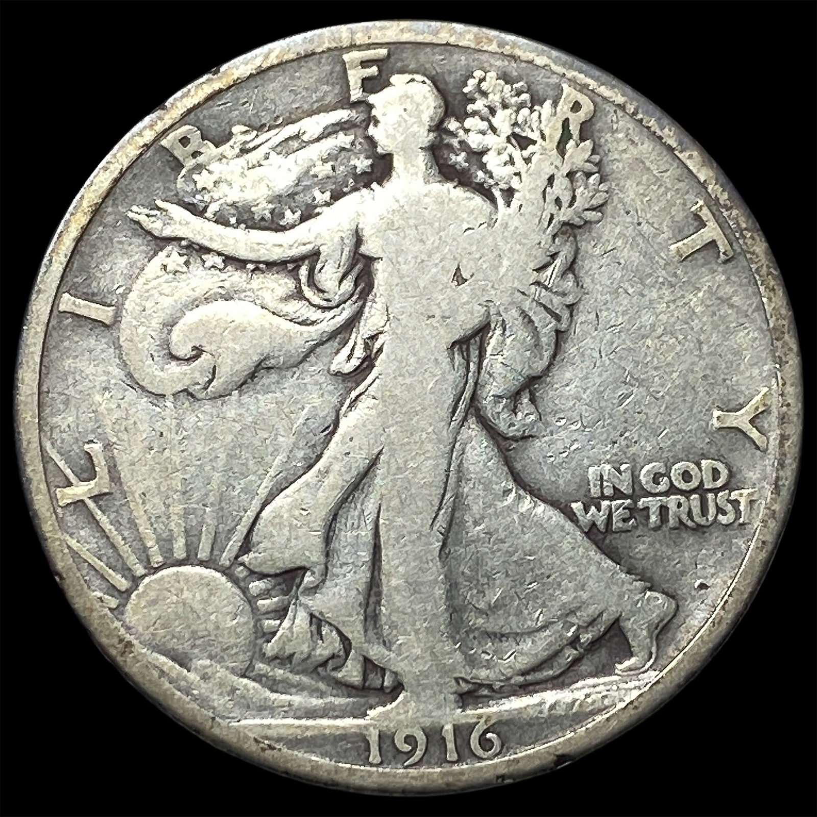1916 Walking Liberty Half Dollar LIGHTLY CIRCULATED: 1916 Walking Liberty Half Dollar LIGHTLY CIRCULATED