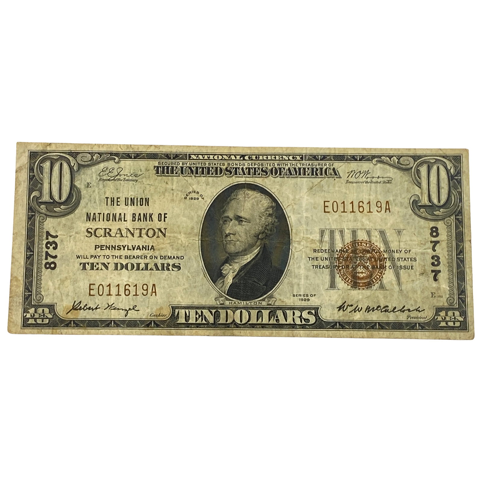 1929 $10 National Bank Scranton: 1929 $10 National Bank Scranton