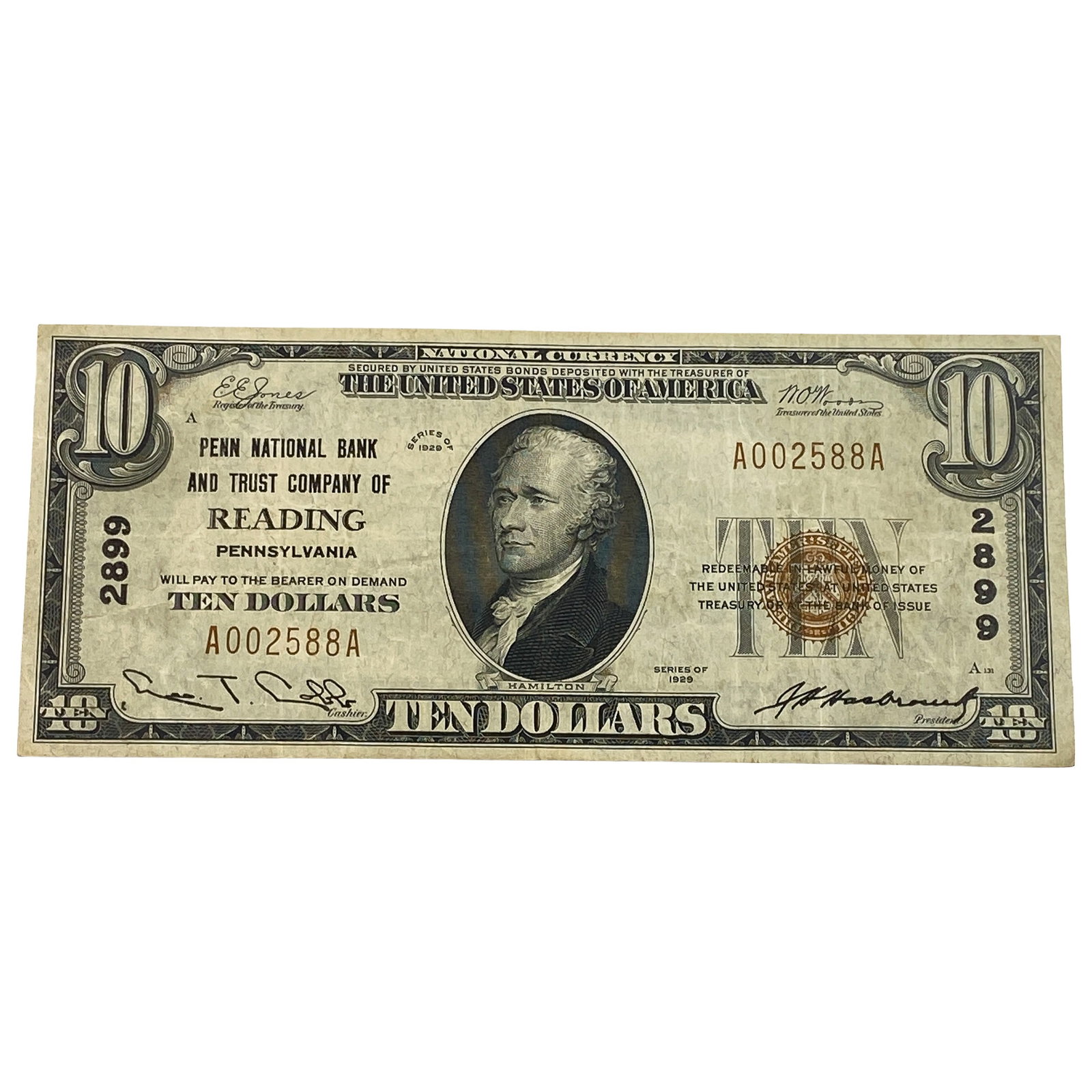 1929 $10 National Bank Note - Reading (1 of 2)