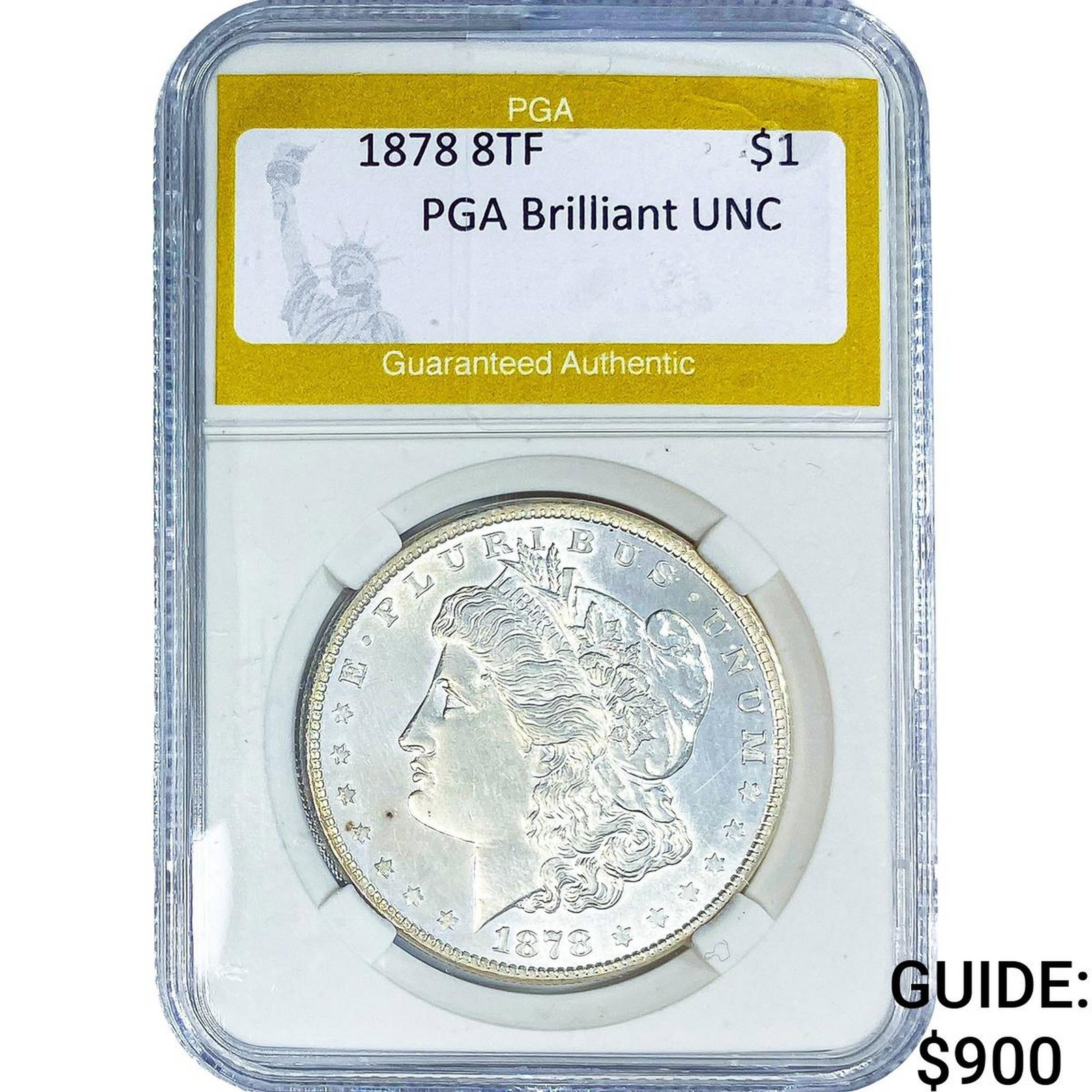 1878 8TF Morgan Silver Dollar PGA Brilliant UNC: 1878 8TF Morgan Silver Dollar PGA Brilliant UNC