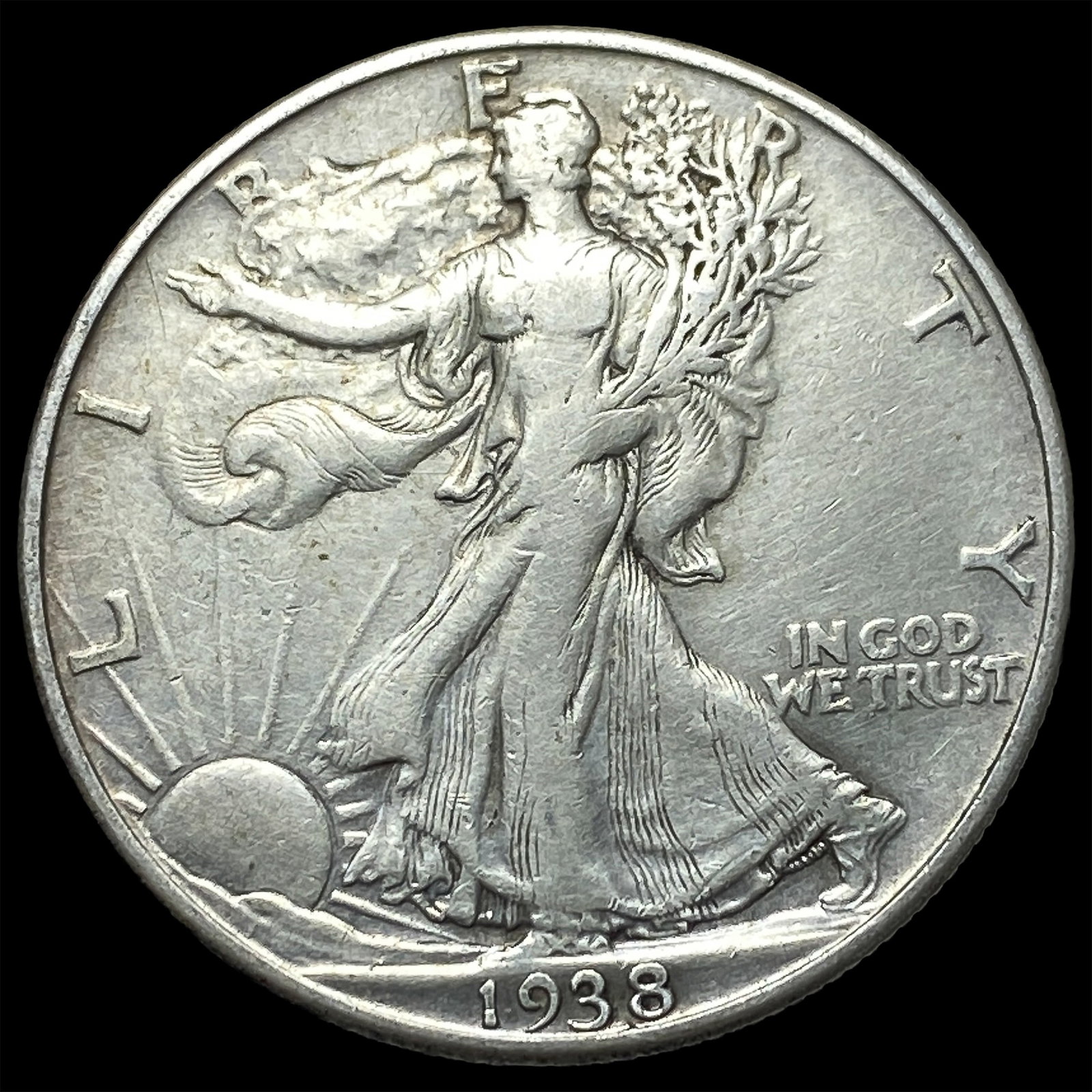 1938-D Silver Walking Liberty Half Dollar NEARLY UNCIRCULATED (1 of 2)