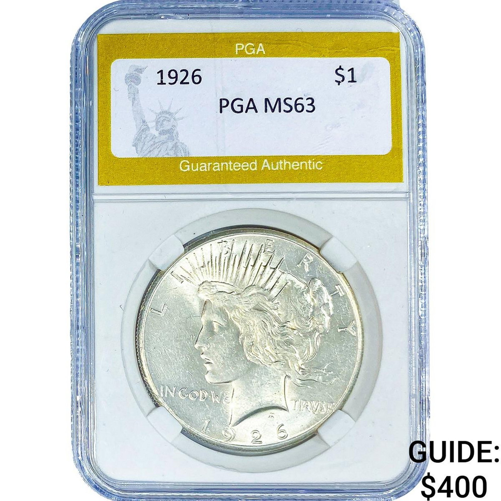 1926 Silver Peace Dollar PGA MS63: 1926 Silver Peace Dollar PGA MS63