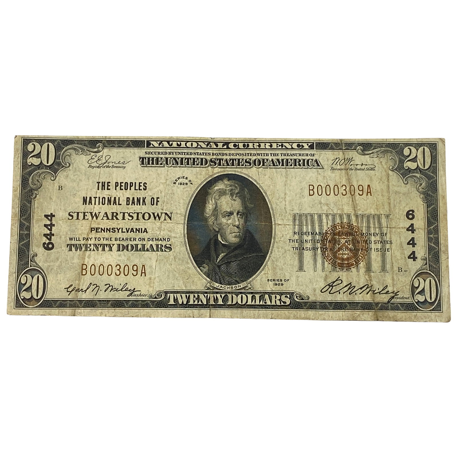 1929 $20 National Bank Stewartstown (1 of 2)