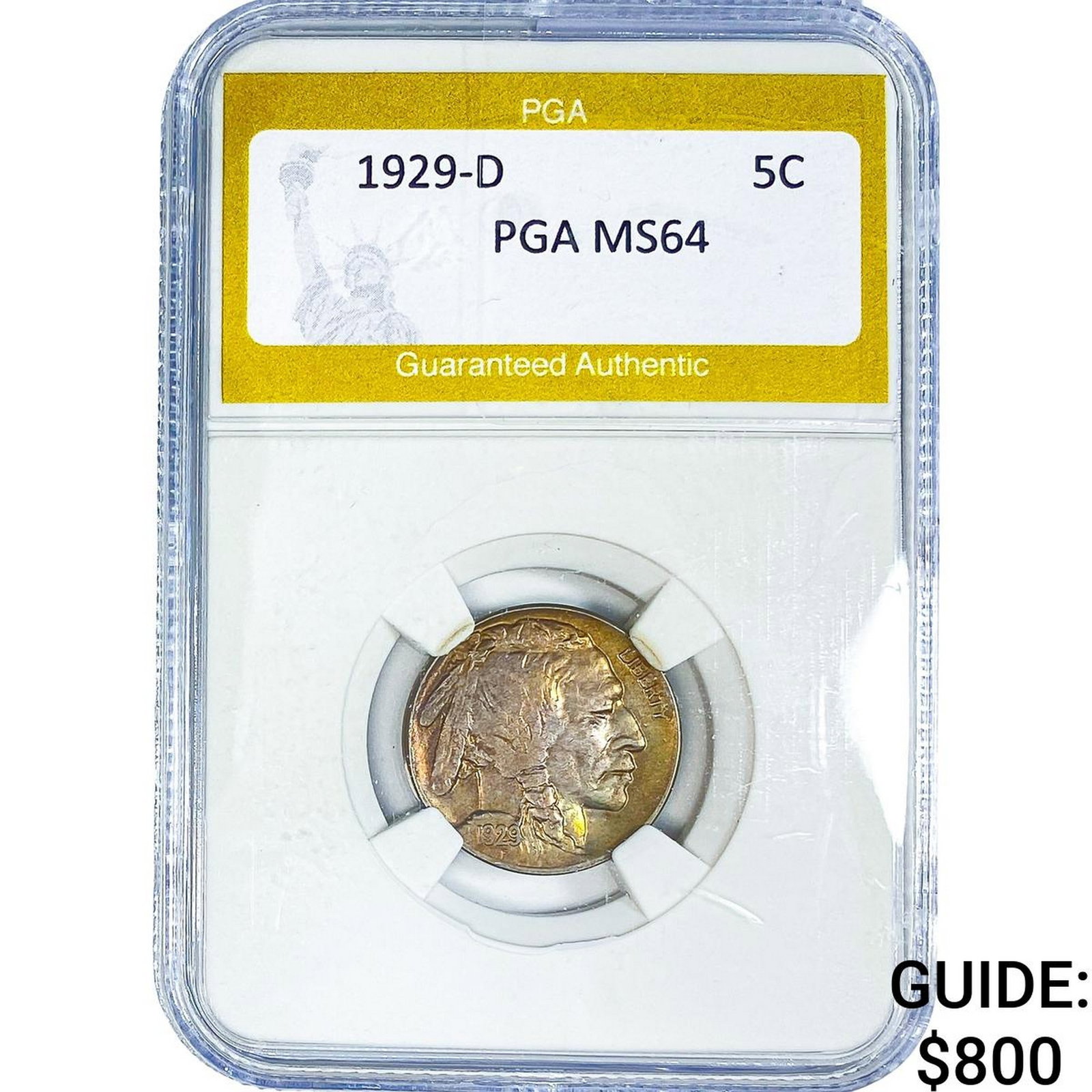 1929-D Buffalo Nickel PGA MS64: 1929-D Buffalo Nickel PGA MS64