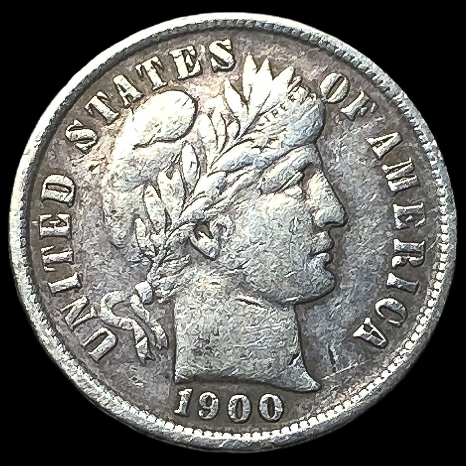 1900-S Silver Barber Dime NEARLY UNCIRCULATED: 1900-S Silver Barber Dime NEARLY UNCIRCULATED