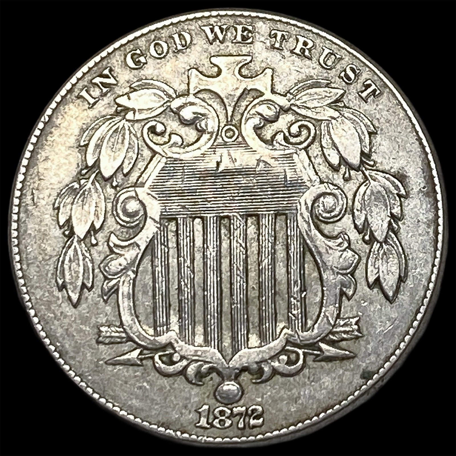 1872 Shield Nickel CLOSELY UNCIRCULATED: 1872 Shield Nickel CLOSELY UNCIRCULATED