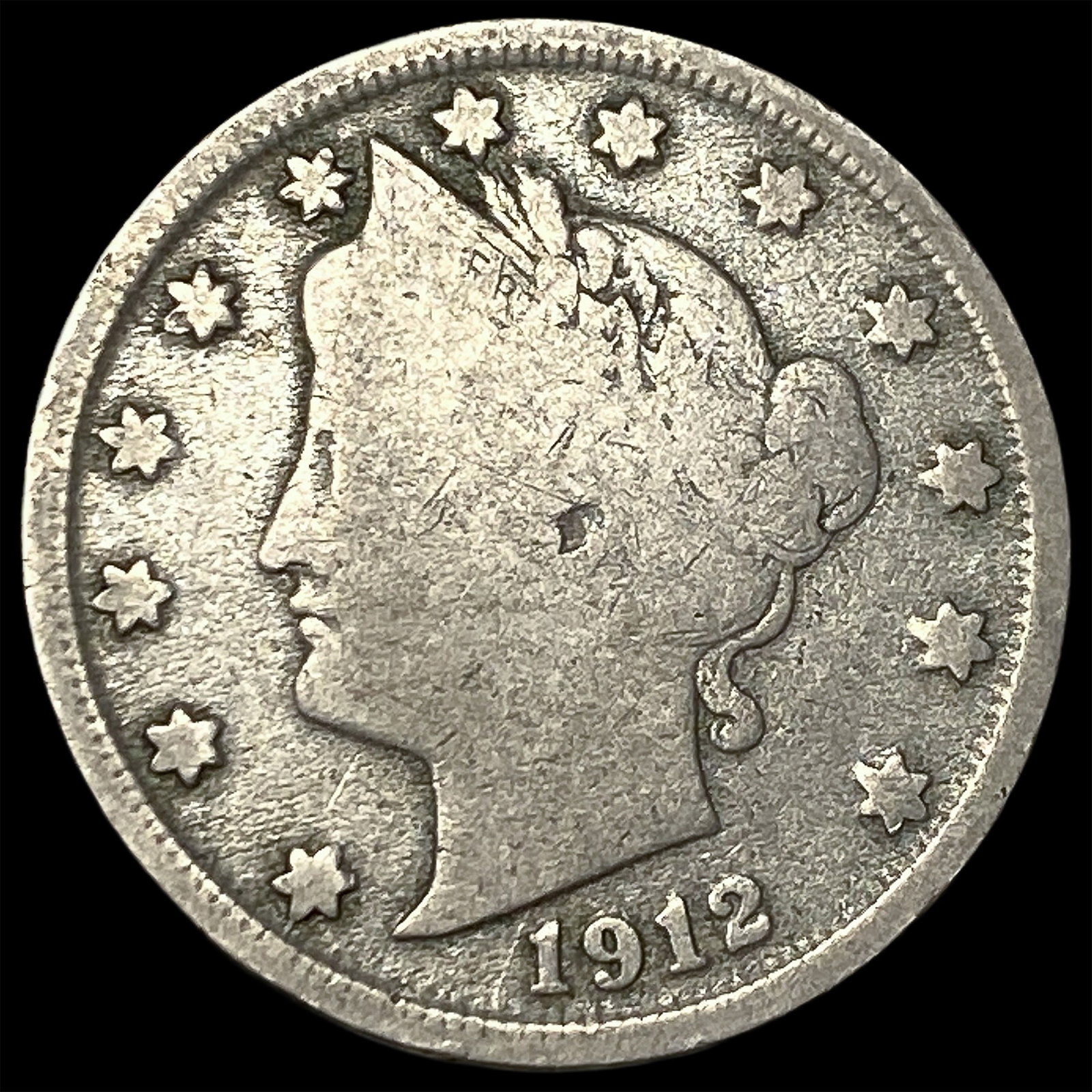 1912-S Liberty Head Nickel LIGHTLY CIRCULATED: 1912-S Liberty Head Nickel LIGHTLY CIRCULATED