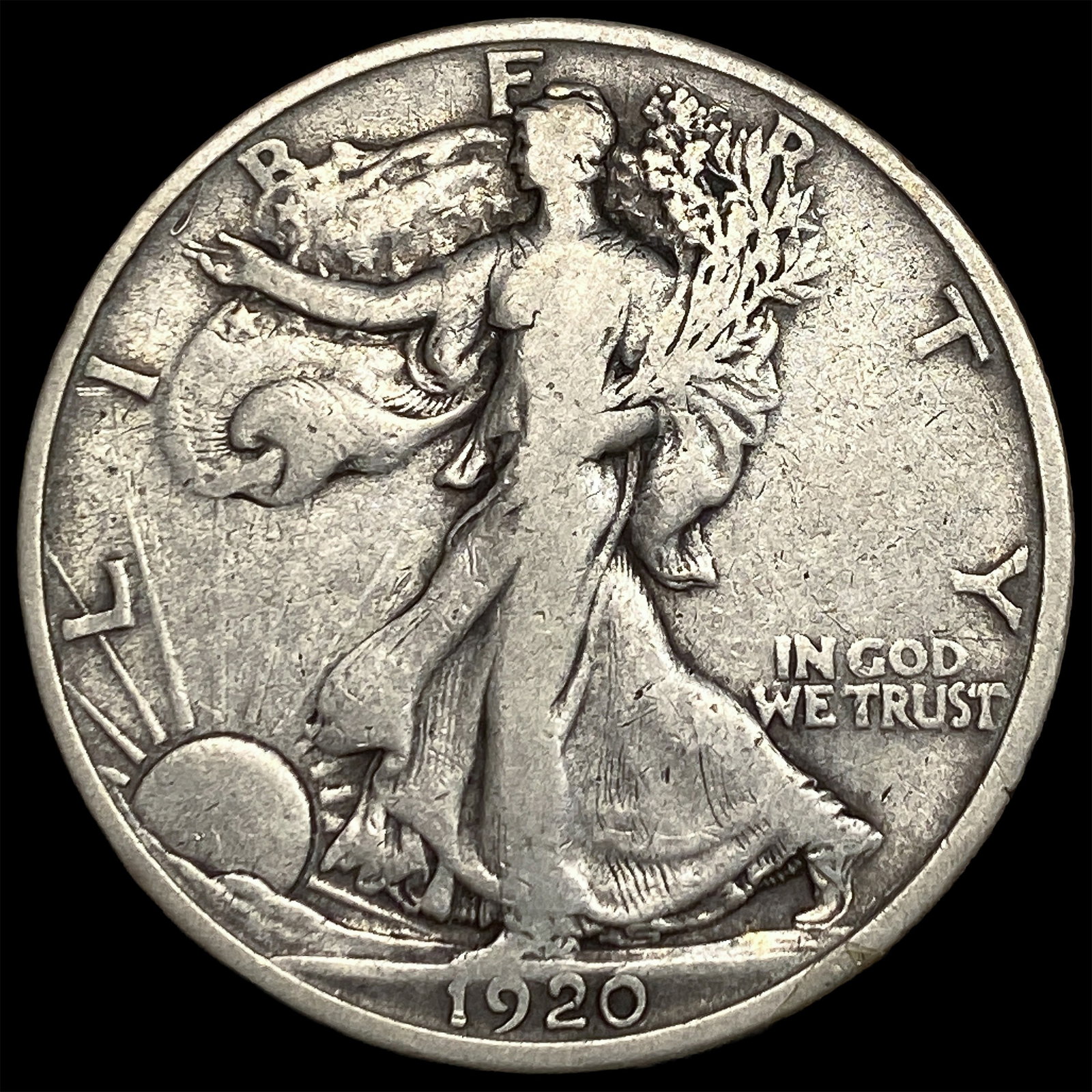 1920-D Silver Walking Liberty Half Dollar ABOUT UNCIRCULATED: 1920-D Silver Walking Liberty Half Dollar ABOUT UNCIRCULATED