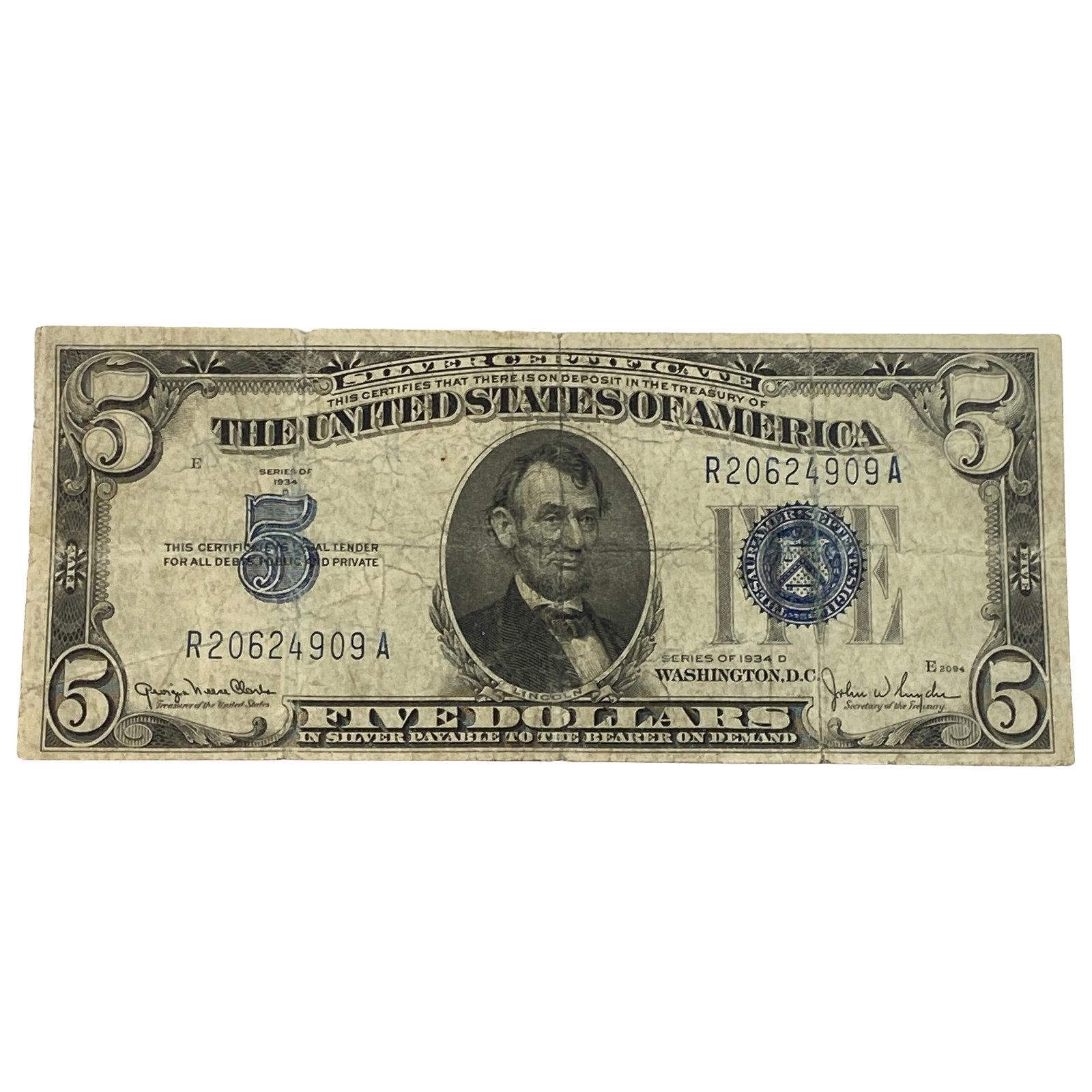 1934-D $5 Washington, DC: 1934-D $5 Washington, DC
