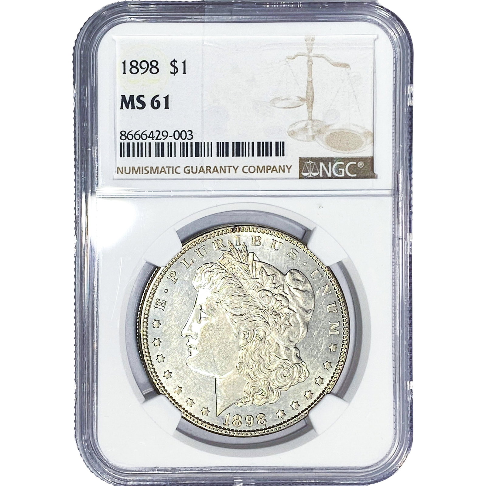 1898 Morgan Silver Dollar NGC MS61: 1898 Morgan Silver Dollar NGC MS61