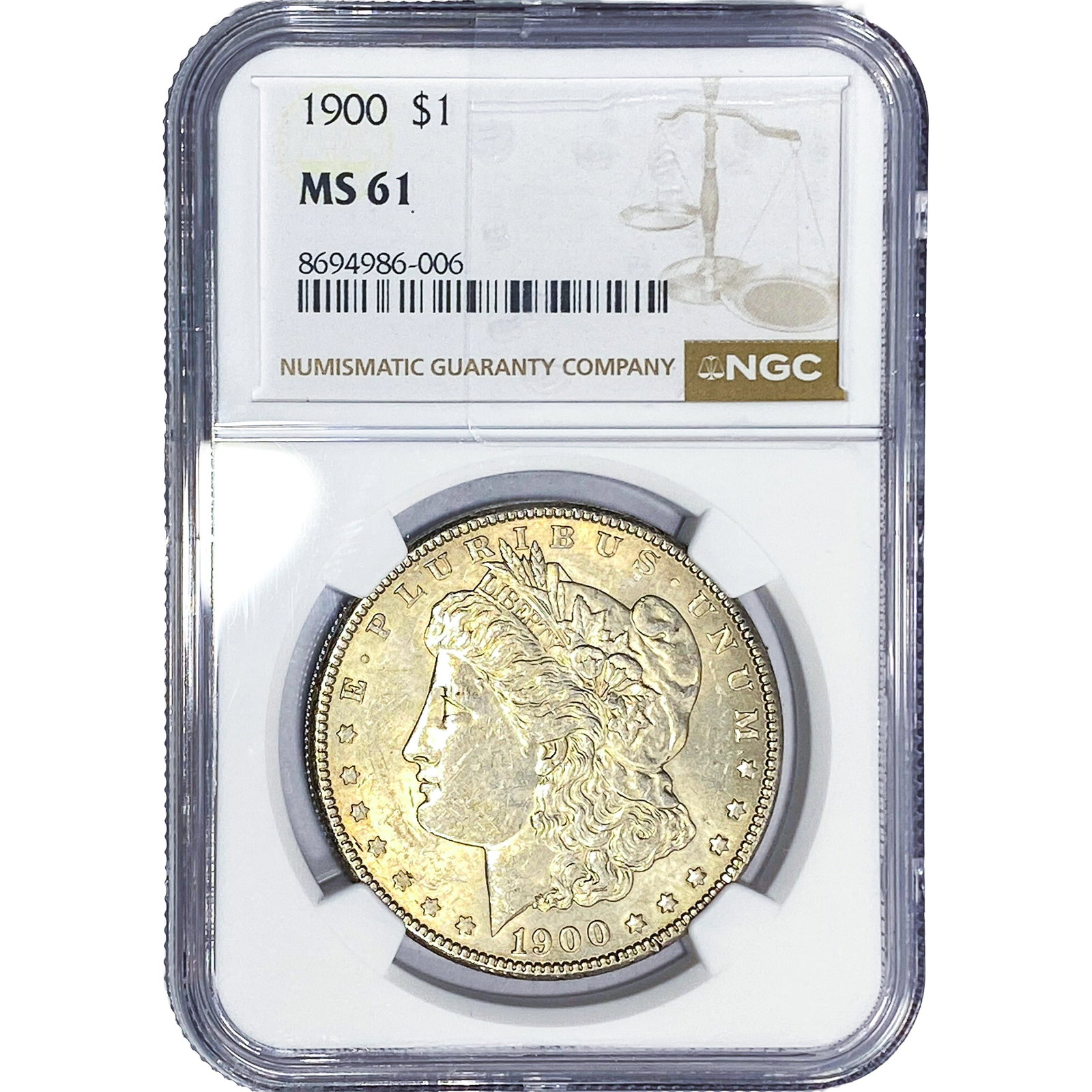 1900 Morgan Silver Dollar NGC MS61: 1900 Morgan Silver Dollar NGC MS61