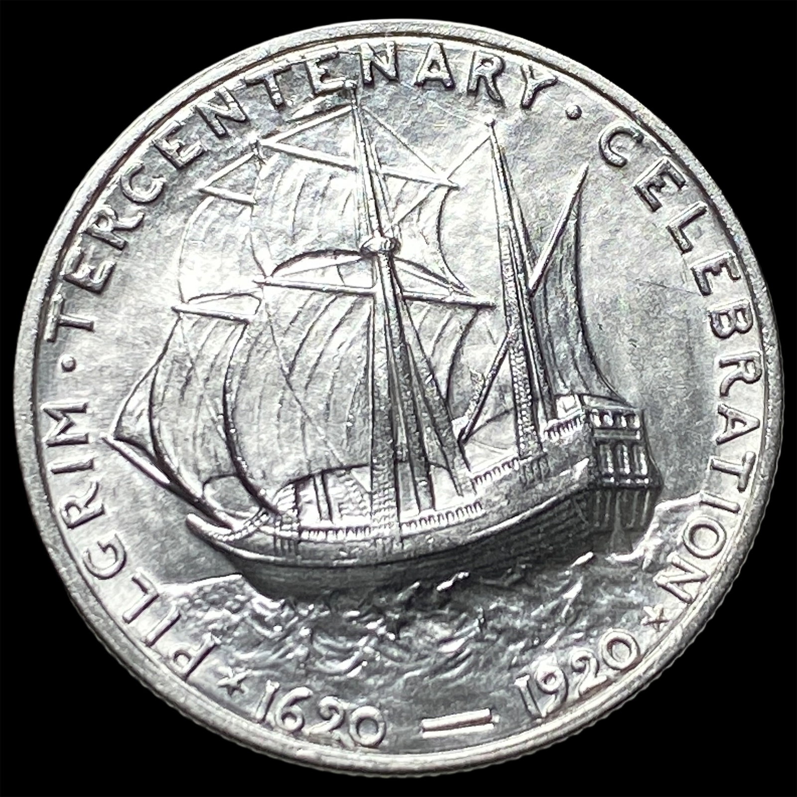 1920 Silver Pilgrim Half Dollar CLOSELY UNCIRCULATED - 2