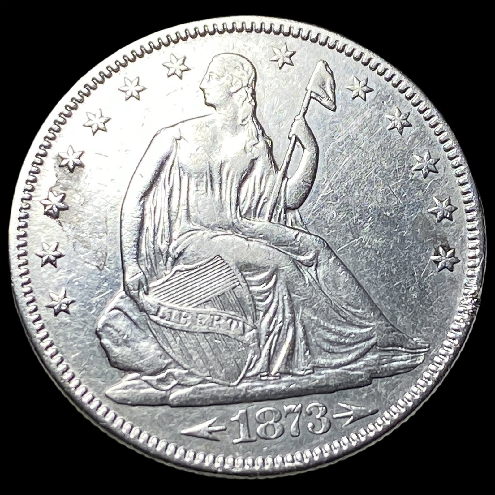 1873 Arrows Seated Liberty Half Dollar NEARLY UNCIRCULATED: 1873 Arrows Seated Liberty Half Dollar NEARLY UNCIRCULATED