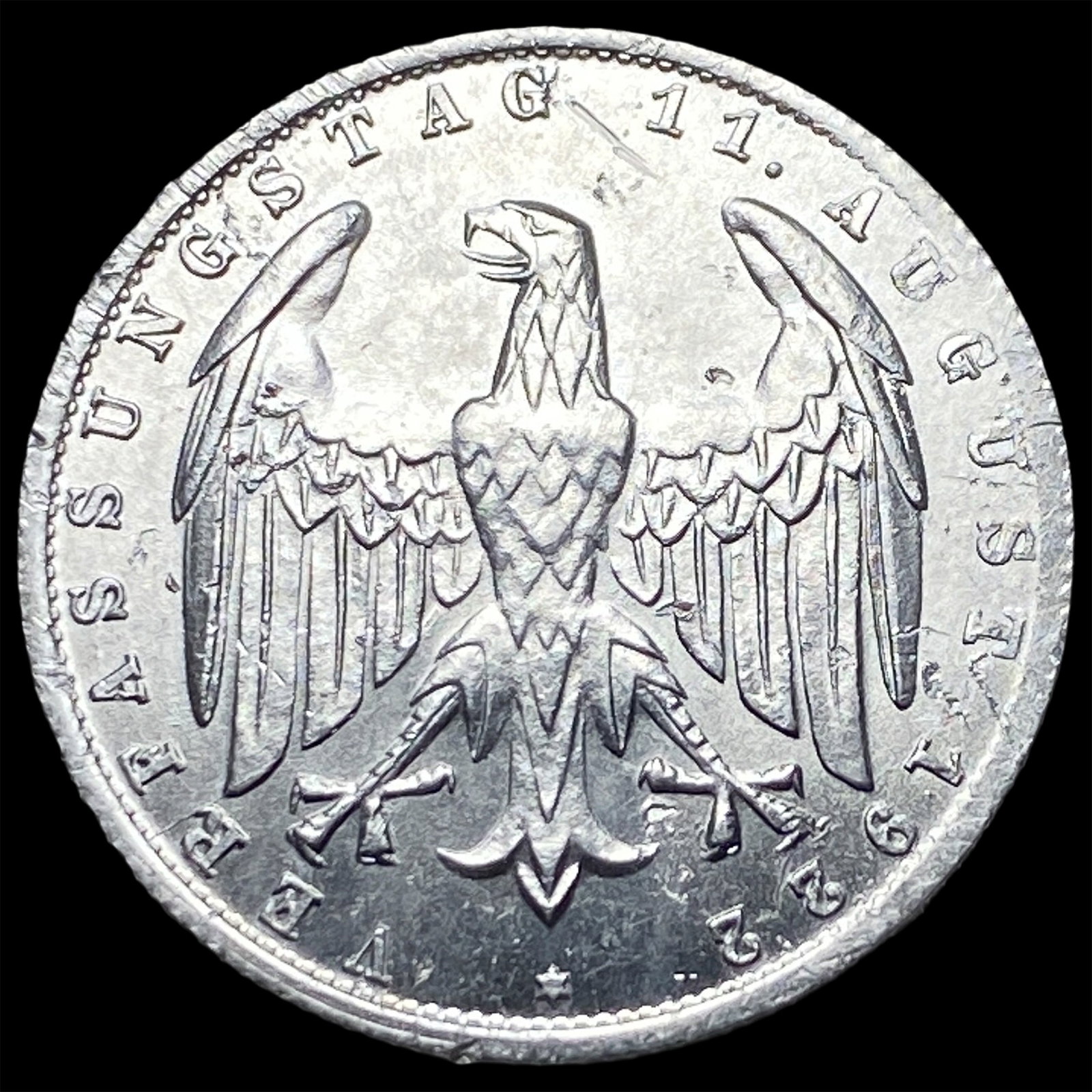 1922-J Germany Silver 3 Mark UNCIRCULATED: 1922-J Germany Silver 3 Mark UNCIRCULATED
