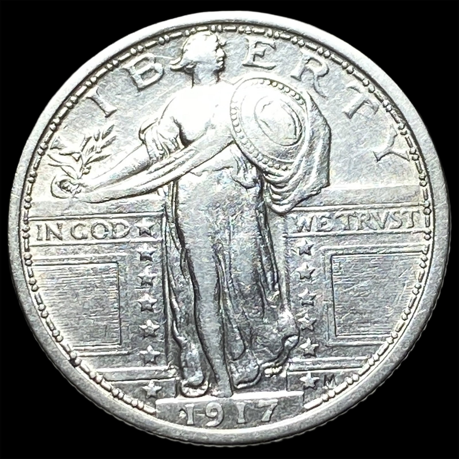1917 Type 1 Standing Liberty Quarter CLOSELY UNCIRCULATED: 1917 Type 1 Standing Liberty Quarter CLOSELY UNCIRCULATED