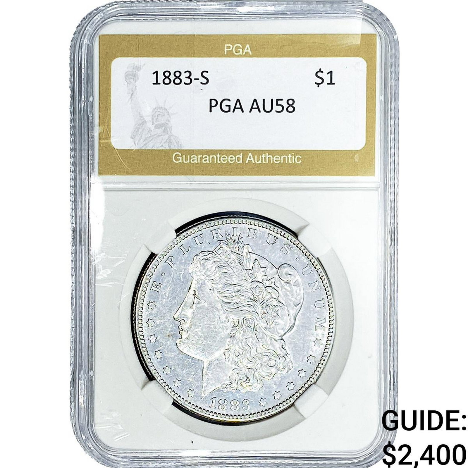 1883-S Morgan Silver Dollar PGA AU58: 1883-S Morgan Silver Dollar PGA AU58