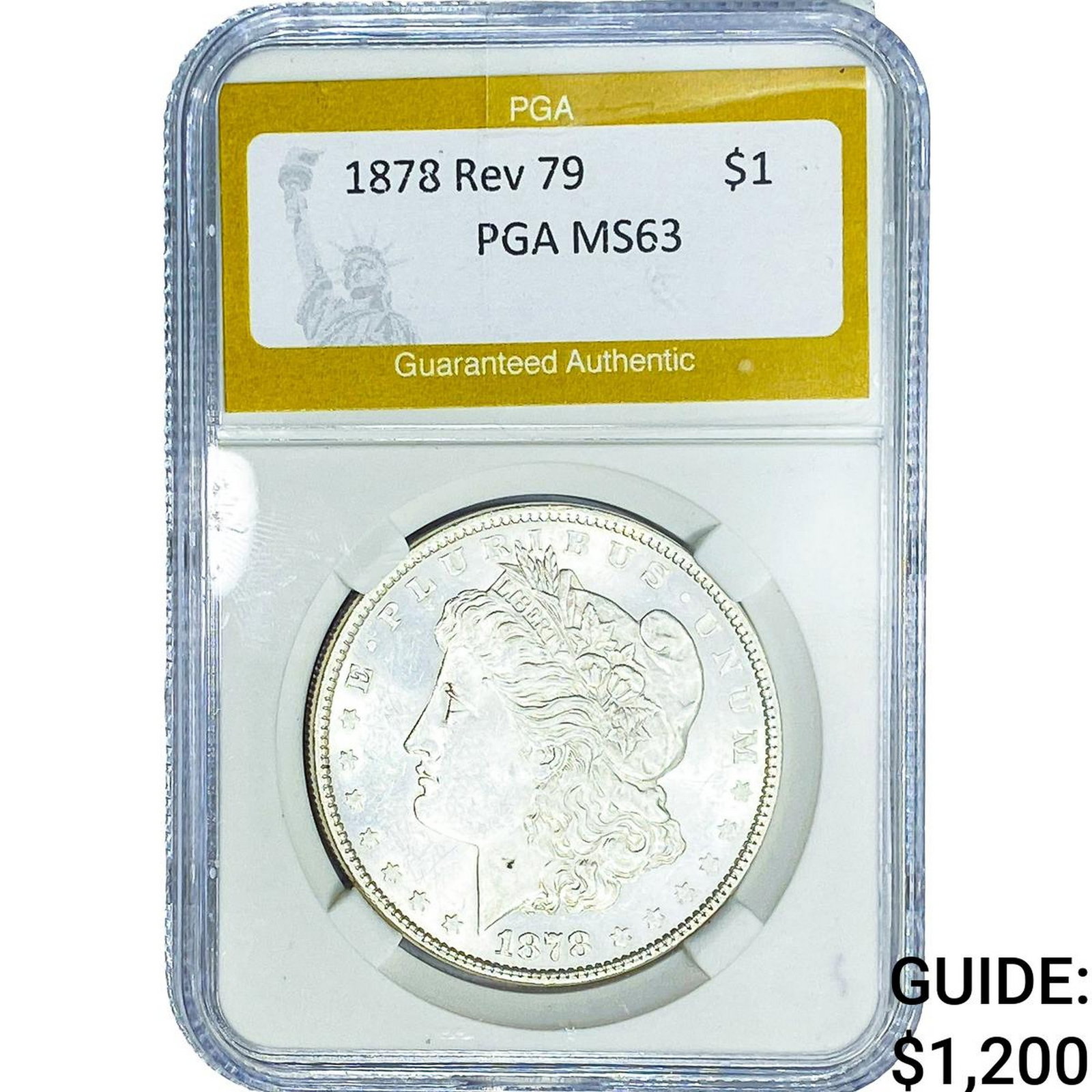 1878 Rev 79 Morgan Silver Dollar PGA MS63: 1878 Rev 79 Morgan Silver Dollar PGA MS63