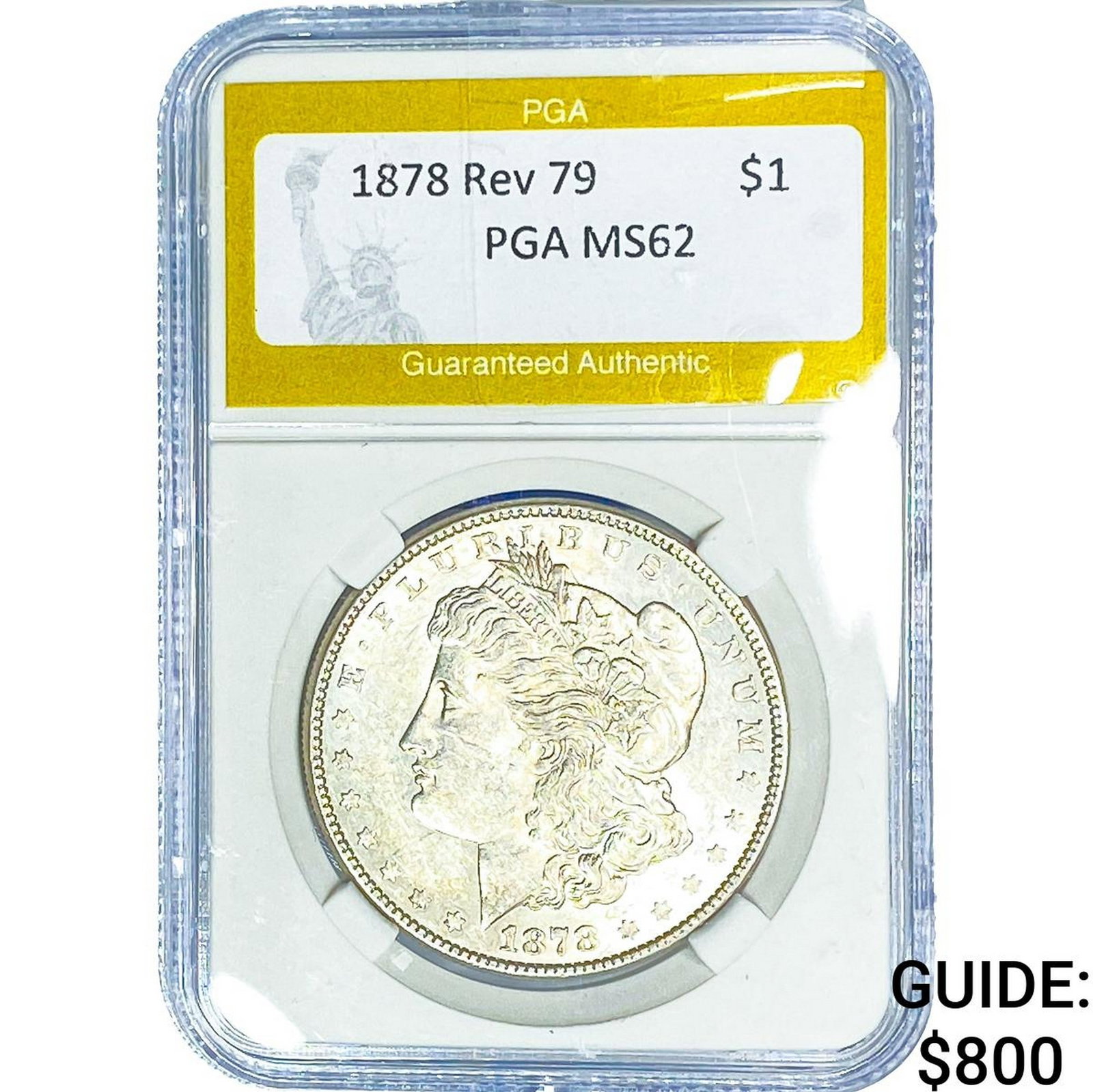 1878 Rev 79 Morgan Silver Dollar PGA MS62: 1878 Rev 79 Morgan Silver Dollar PGA MS62