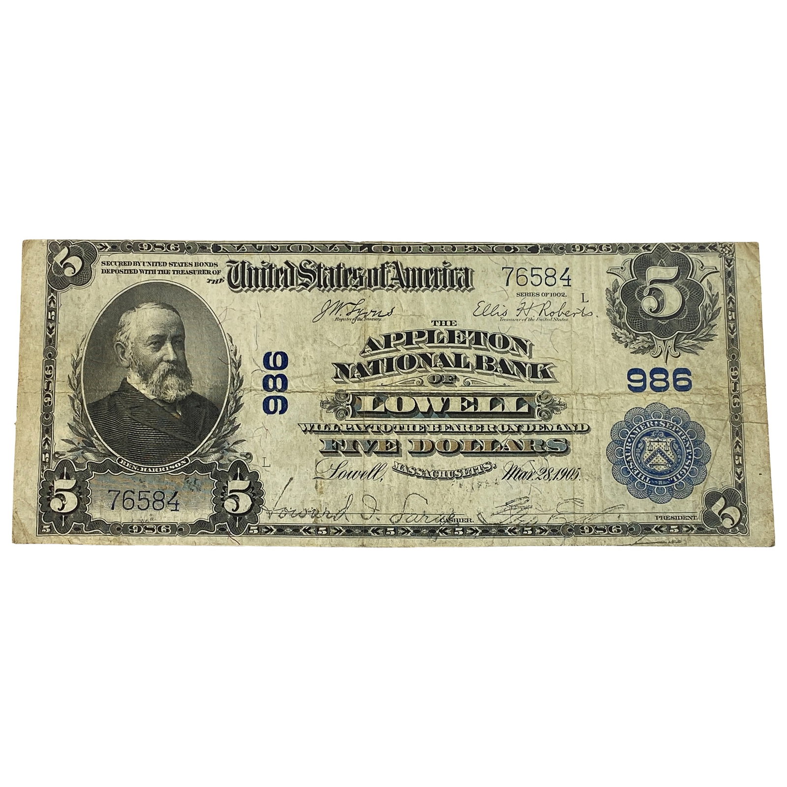 1902 $5 Massachusetts, Lowell (1 of 2)