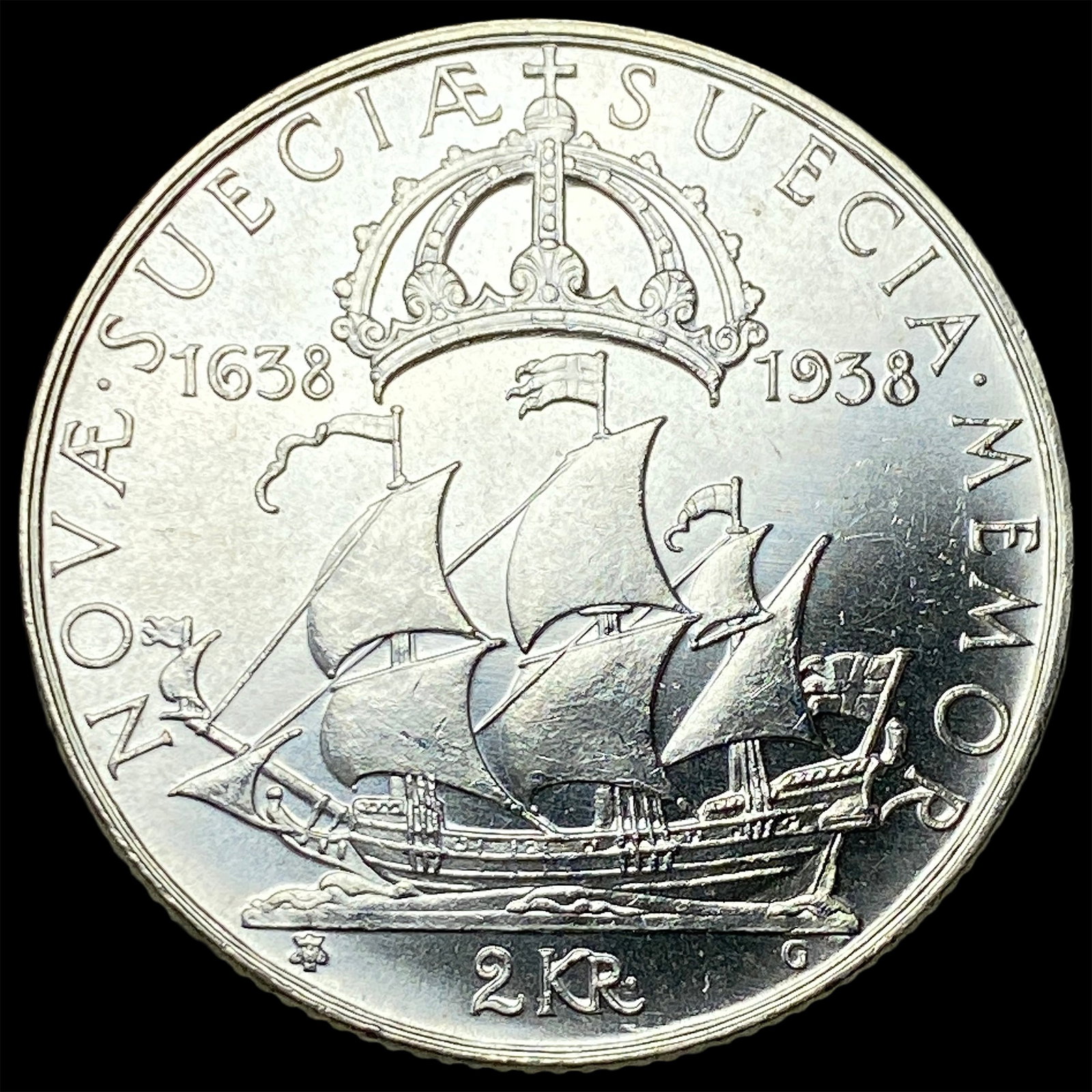1938 Sweden Silver 2 Kroner UNCIRCULATED - 2