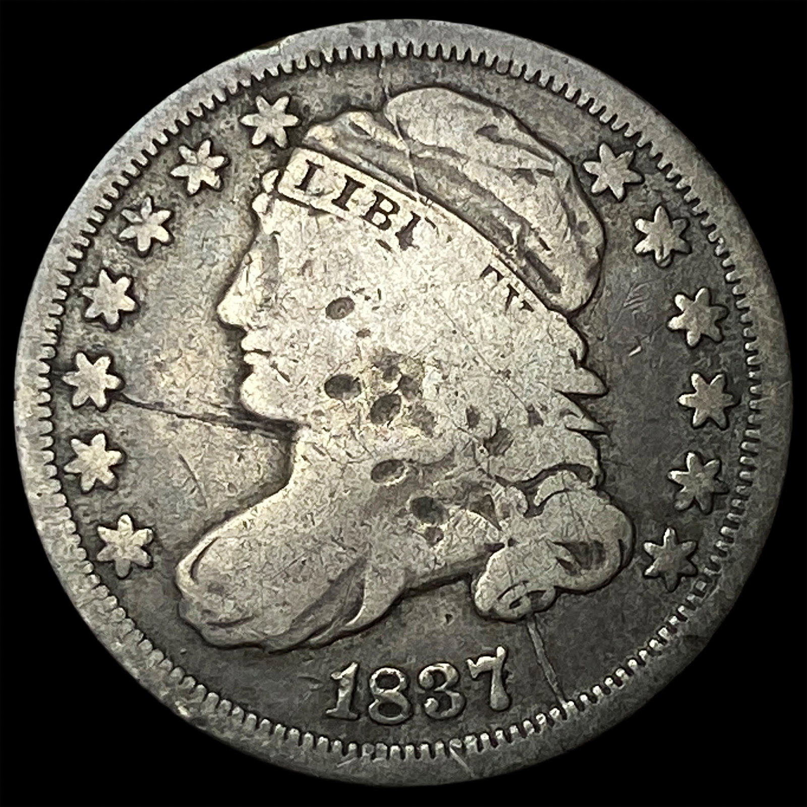 1837 Silver Capped Bust Dime LIGHTLY CIRCULATED: 1837 Silver Capped Bust Dime LIGHTLY CIRCULATED