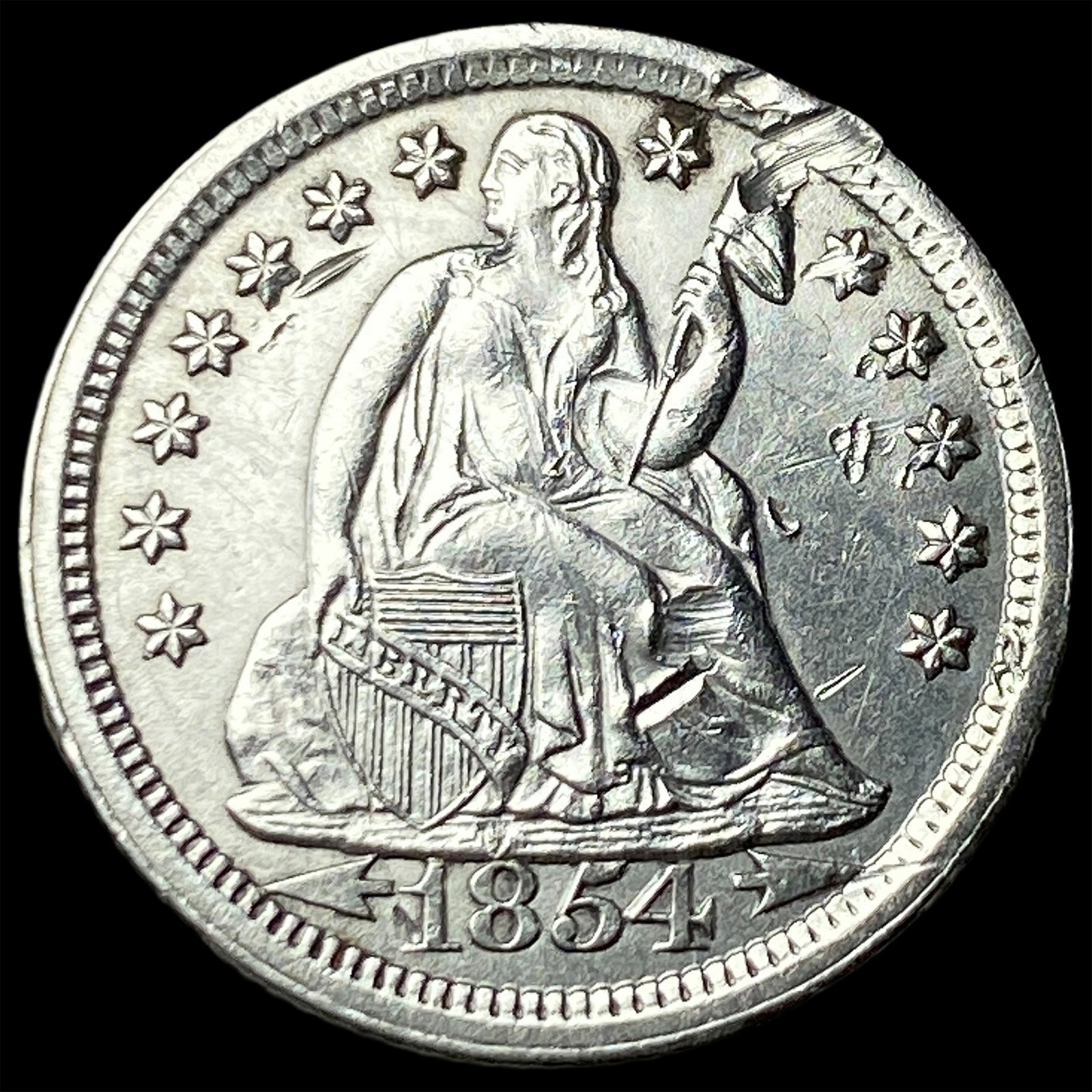 1854-O Silver Seated Liberty Dime HIGH GRADE: 1854-O Silver Seated Liberty Dime HIGH GRADE