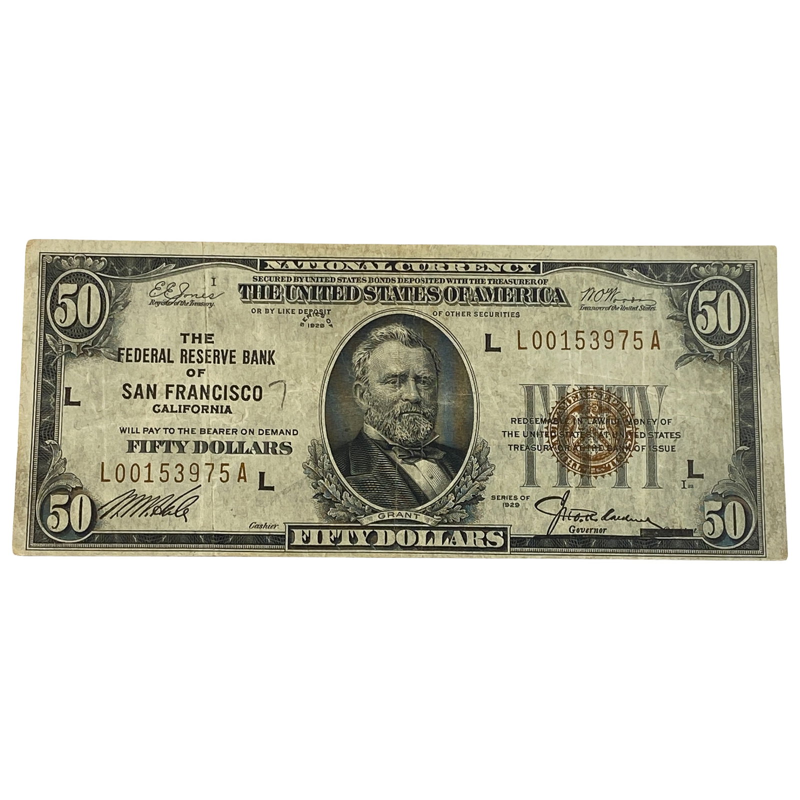 1929 $50 National Currency San Francisco, CA: 1929 $50 National Currency San Francisco, CA