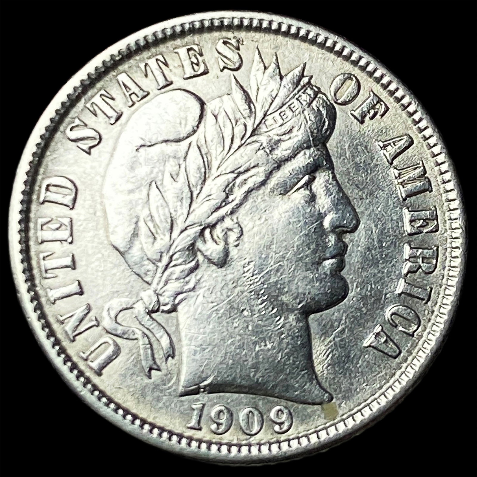 1909-O Silver Barber Dime CLOSELY UNCIRCULATED: 1909-O Silver Barber Dime CLOSELY UNCIRCULATED