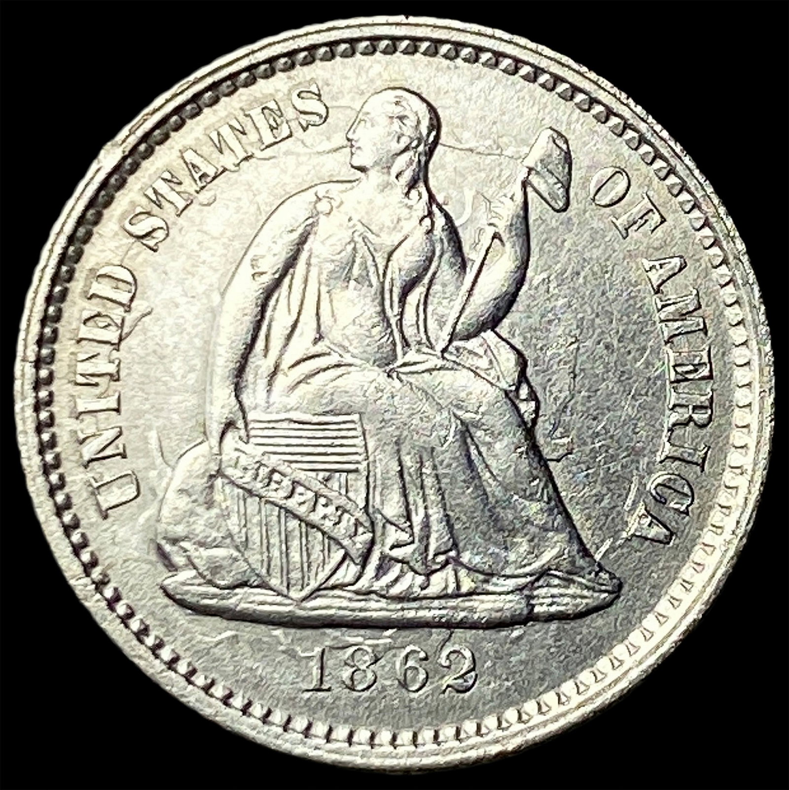 1862 Seated Liberty Half Dime CLOSELY UNCIRCULATED: 1862 Seated Liberty Half Dime CLOSELY UNCIRCULATED