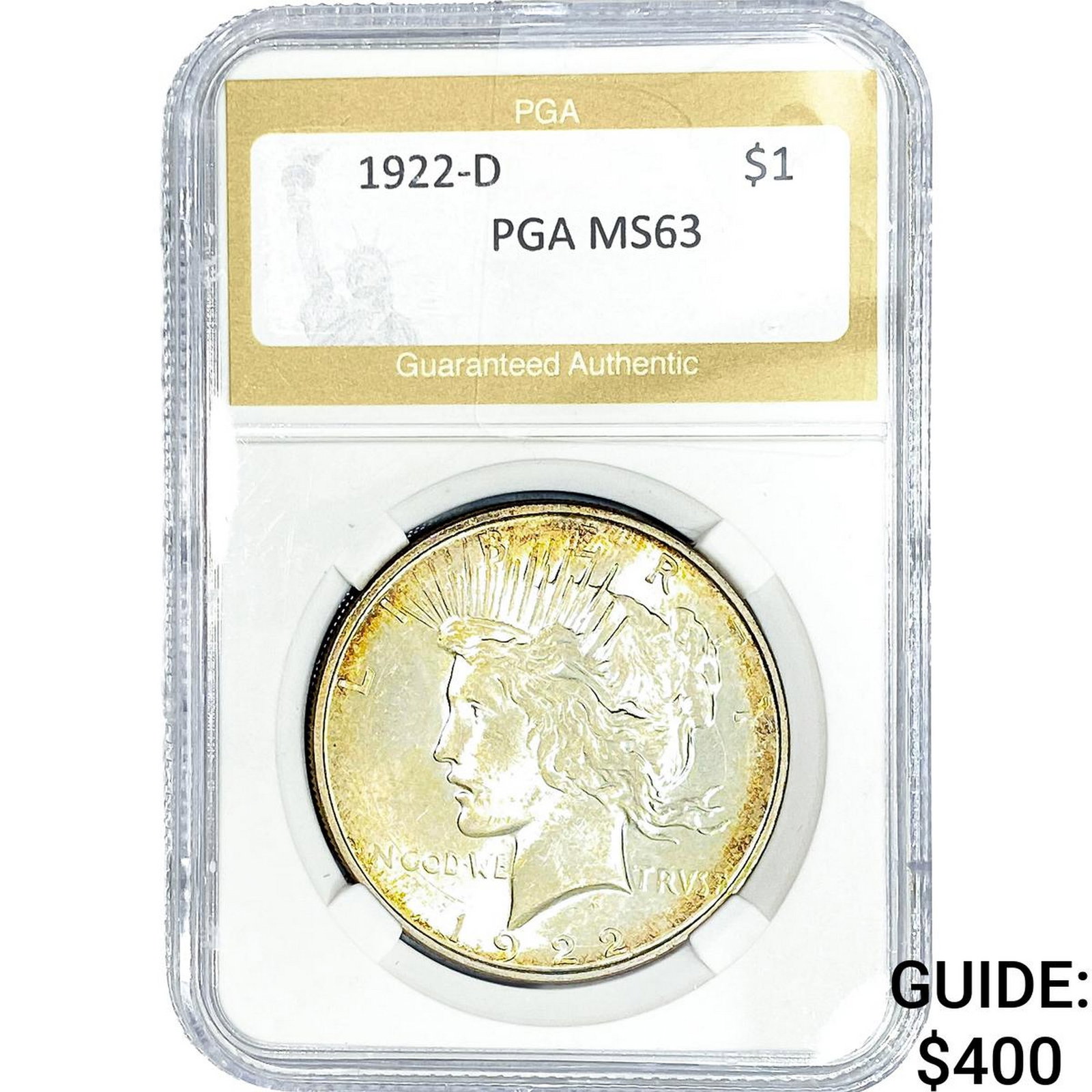 1922-D Silver Peace Dollar PGA MS63: 1922-D Silver Peace Dollar PGA MS63