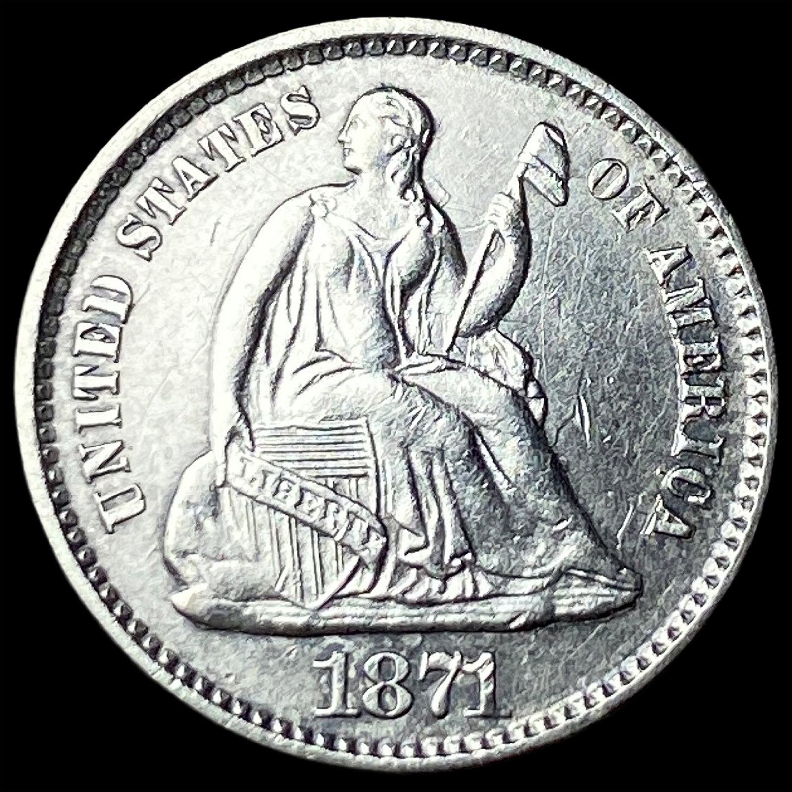 1871 Seated Liberty Half Dime CLOSELY UNCIRCULATED: 1871 Seated Liberty Half Dime CLOSELY UNCIRCULATED