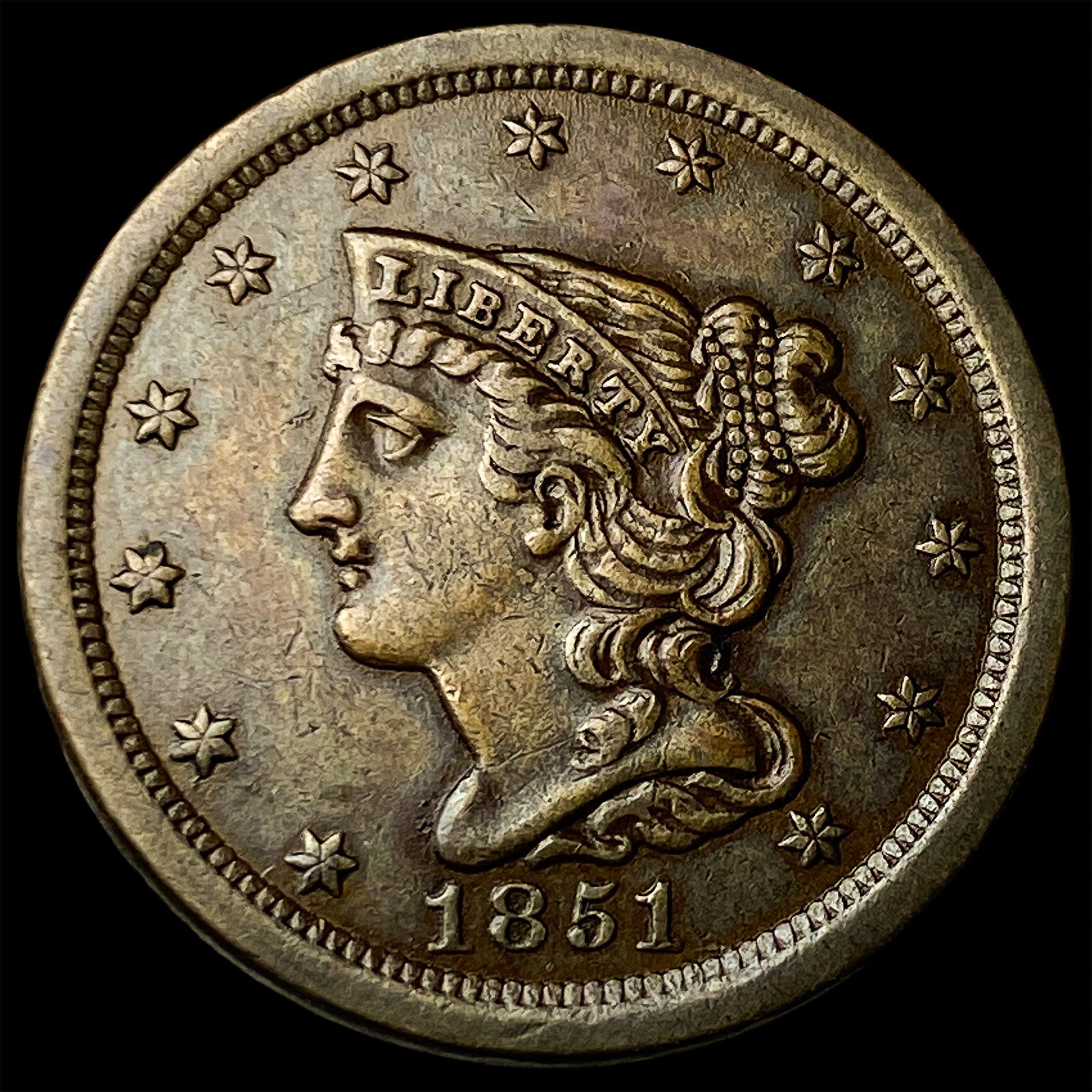 1851 Braided Hair Half Cent CLOSELY UNCIRCULATED (1 of 2)