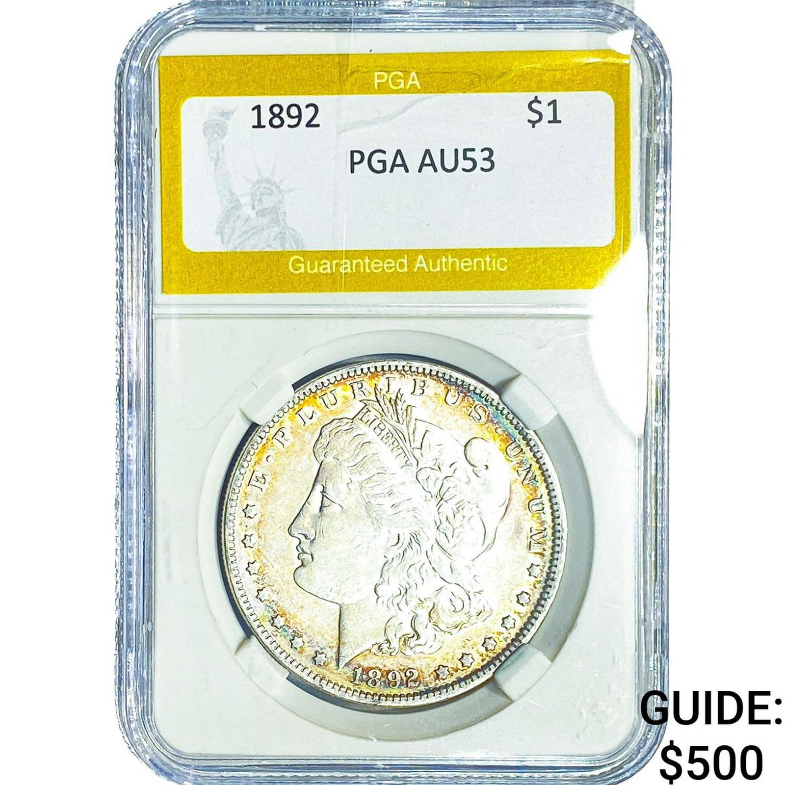 1892 Morgan Silver Dollar PGA AU53: 1892 Morgan Silver Dollar PGA AU53