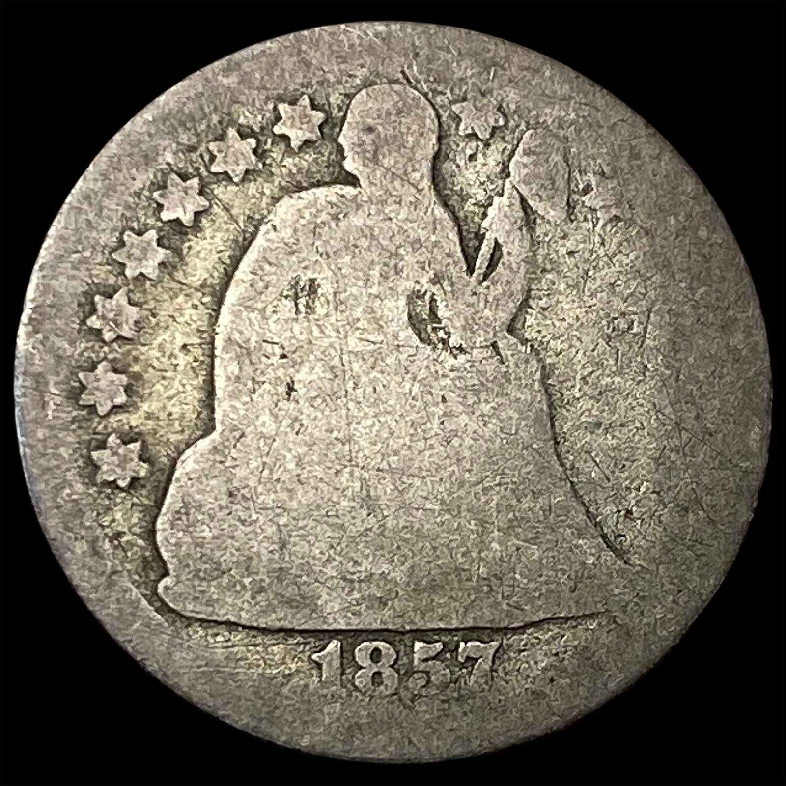 1857 Silver Seated Liberty Dime NICELY CIRCULATED: 1857 Silver Seated Liberty Dime NICELY CIRCULATED