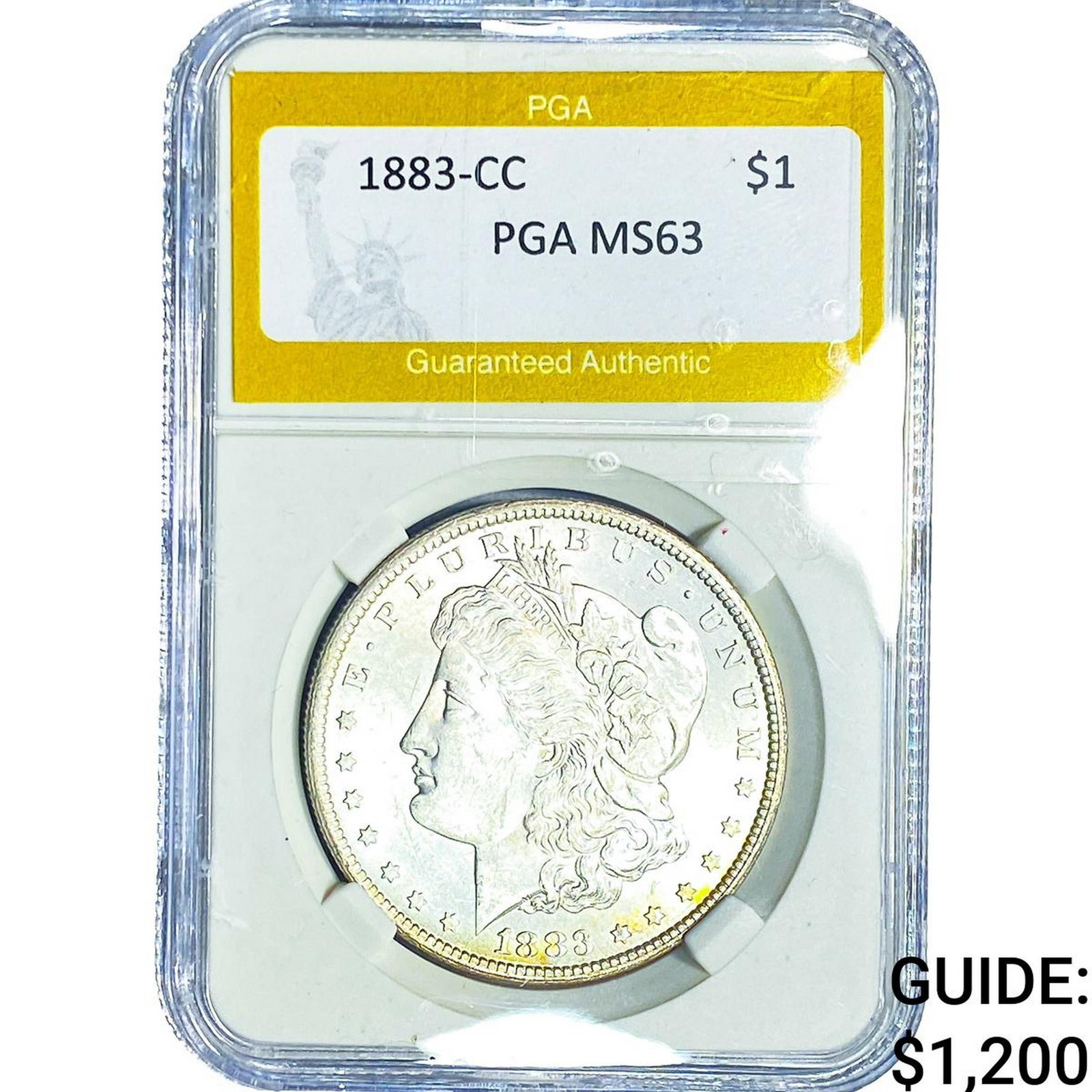 1883-CC Morgan Silver Dollar PGA MS63: 1883-CC Morgan Silver Dollar PGA MS63