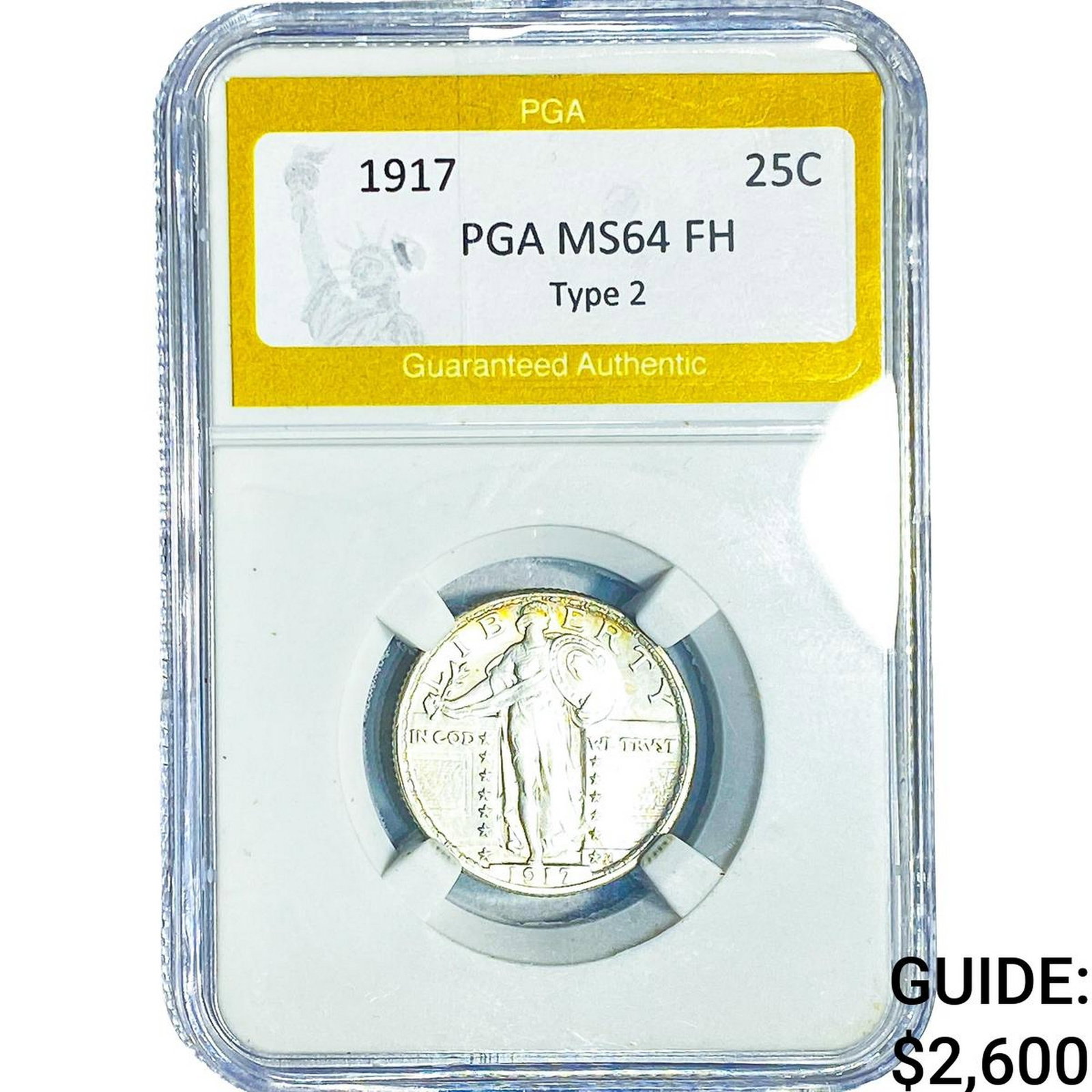 1917 Standing Liberty Quarter PGA MS64 FH Type 2: 1917 Standing Liberty Quarter PGA MS64 FH Type 2